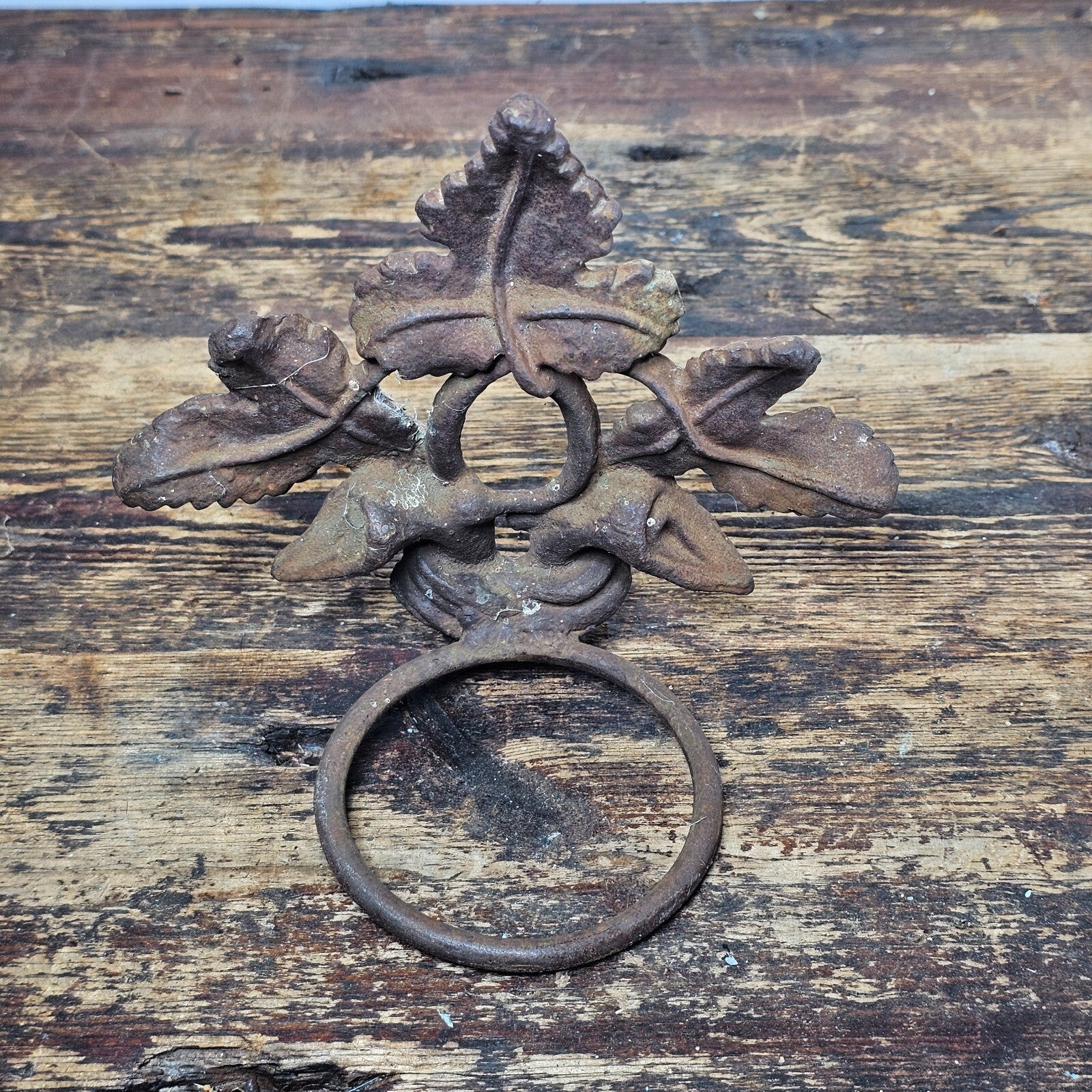 Victorian Style Cast Iron Wall Planter Candle Holder Ivy Design 6.5"H