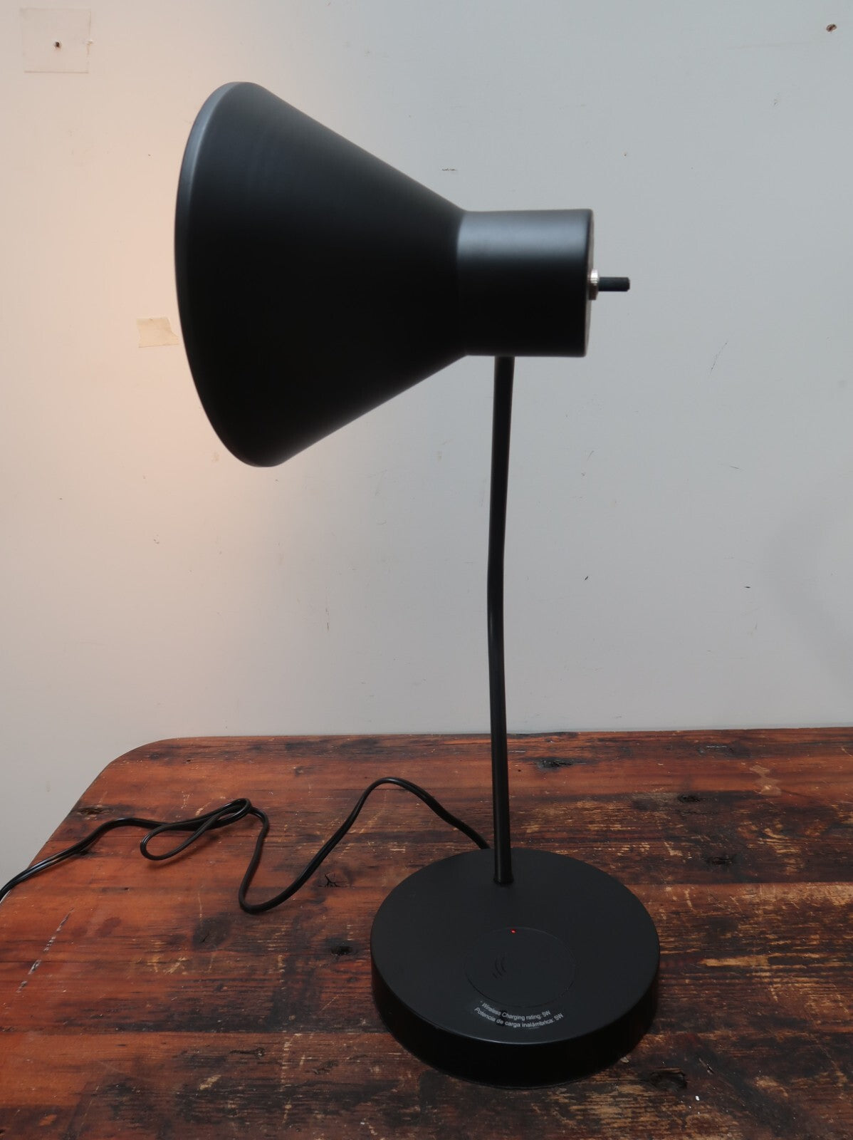 Black Task Lamp with Wireless and USB Charging Station