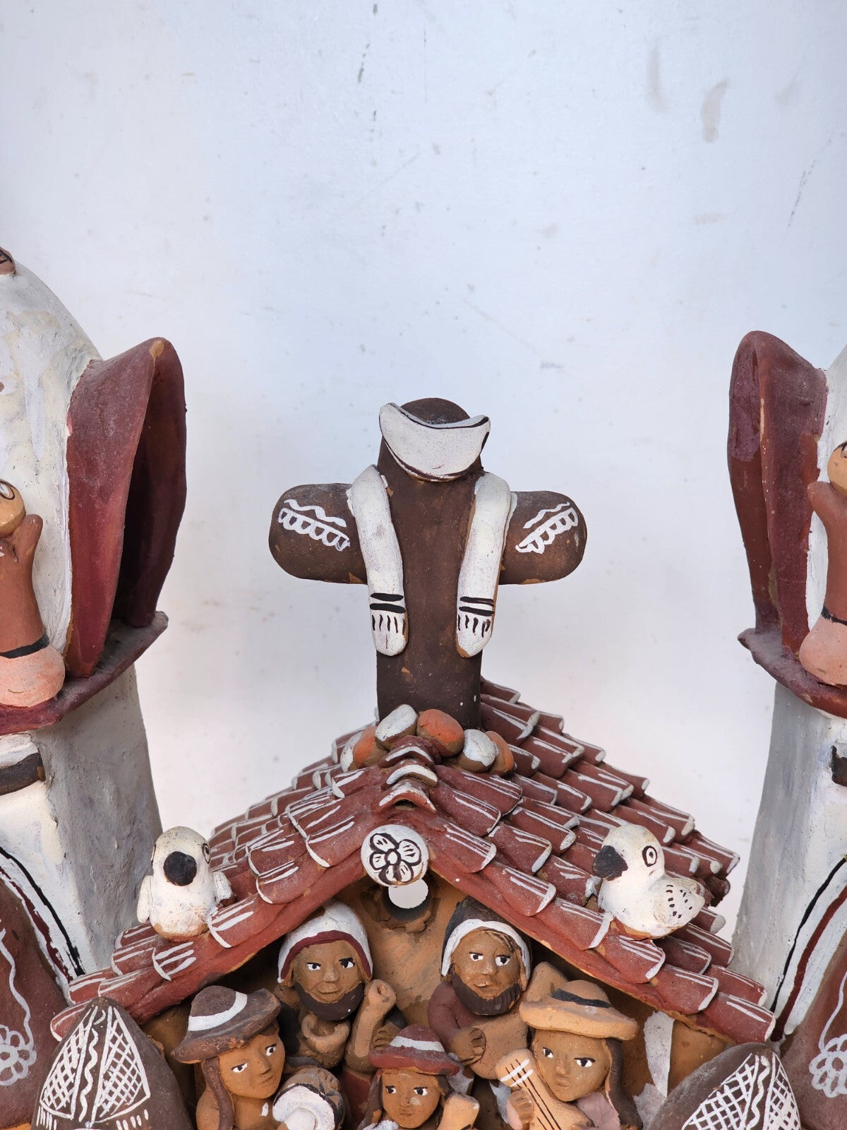 Ayacucho Artisan Terra Cotta Church Folk Art Peruvian Ornament 17"W x 16"H