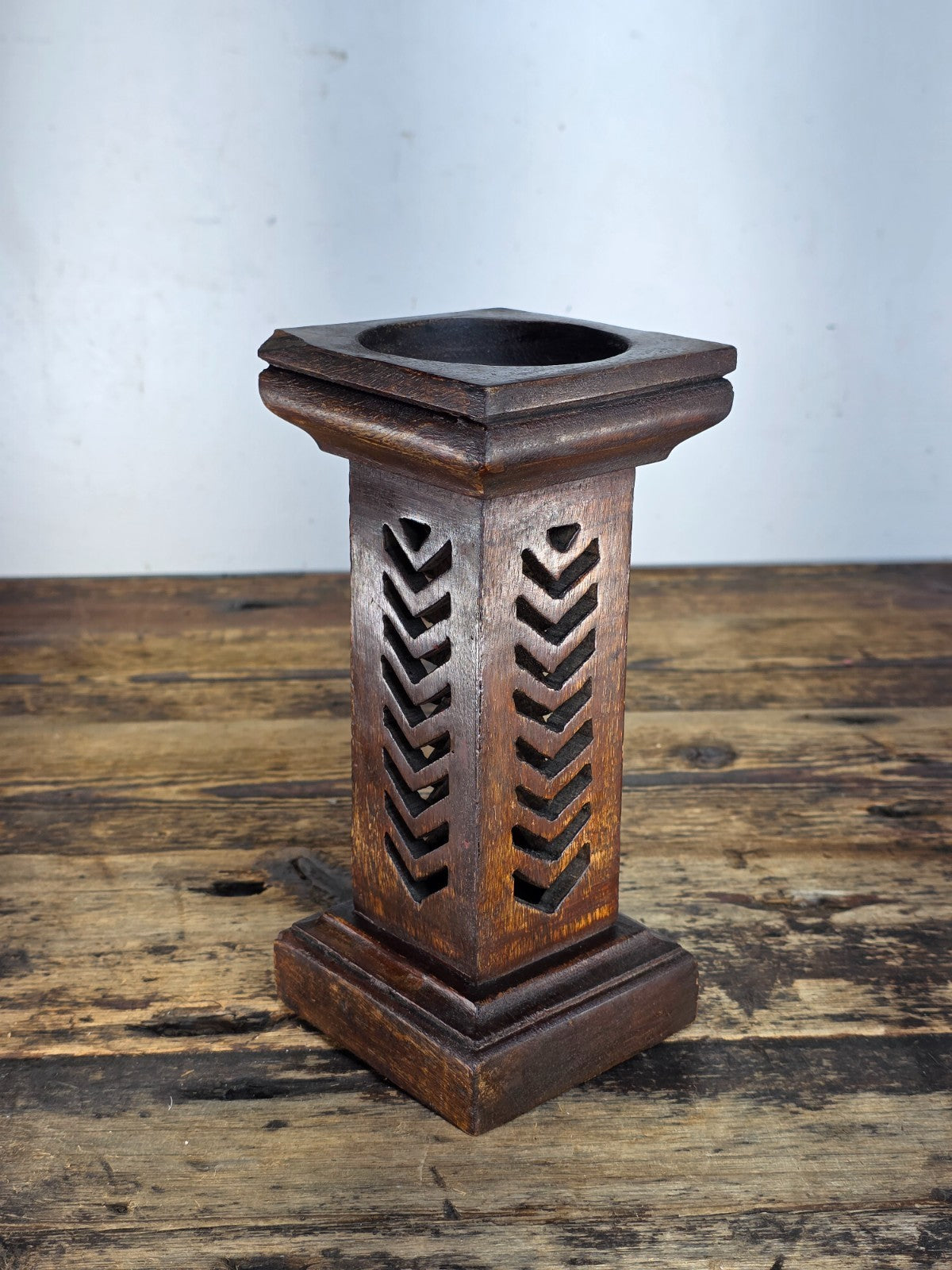 Handcrafted in India | Rustic Wooden Candle Holder