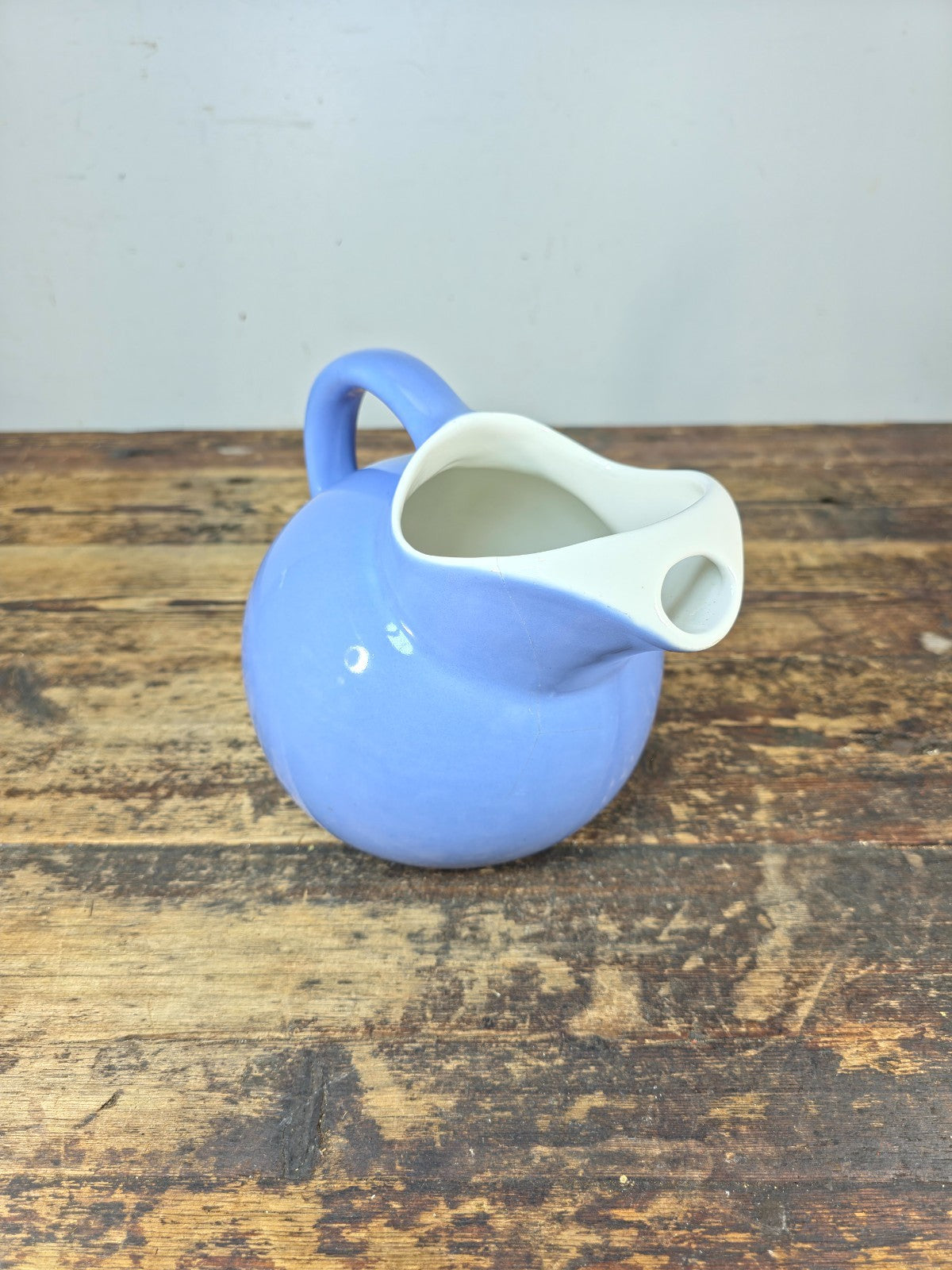 Vintage Coorsite No.937 Water Pitcher Lavender White Ceramic Jug Hairline Crack