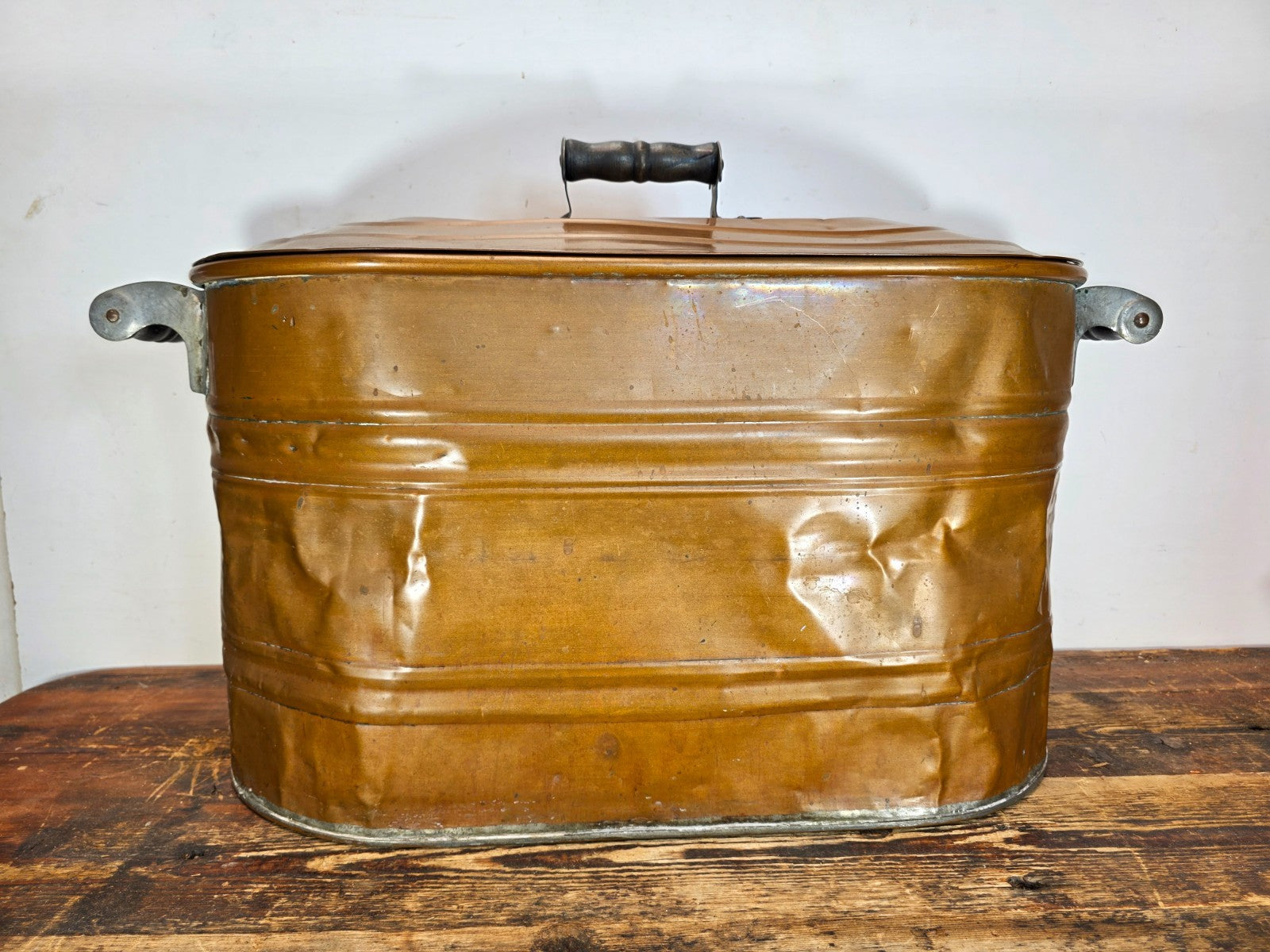Vintage Copper Virginia Ham Cooker / Wash Pot with Original Iron Handles