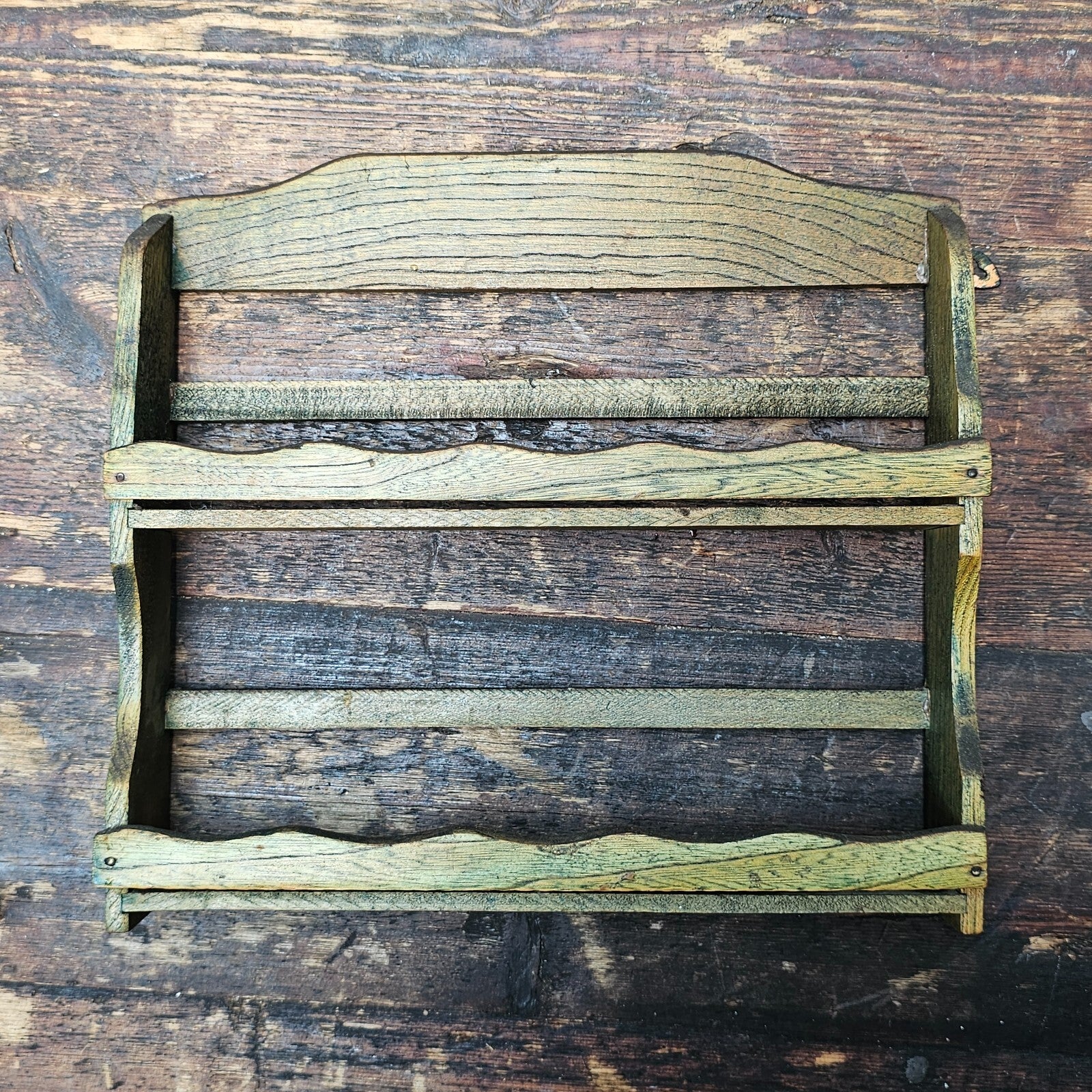 Vintage Small Wood Wall Hanging Spice Rack 11" L x 10" H x 2" D