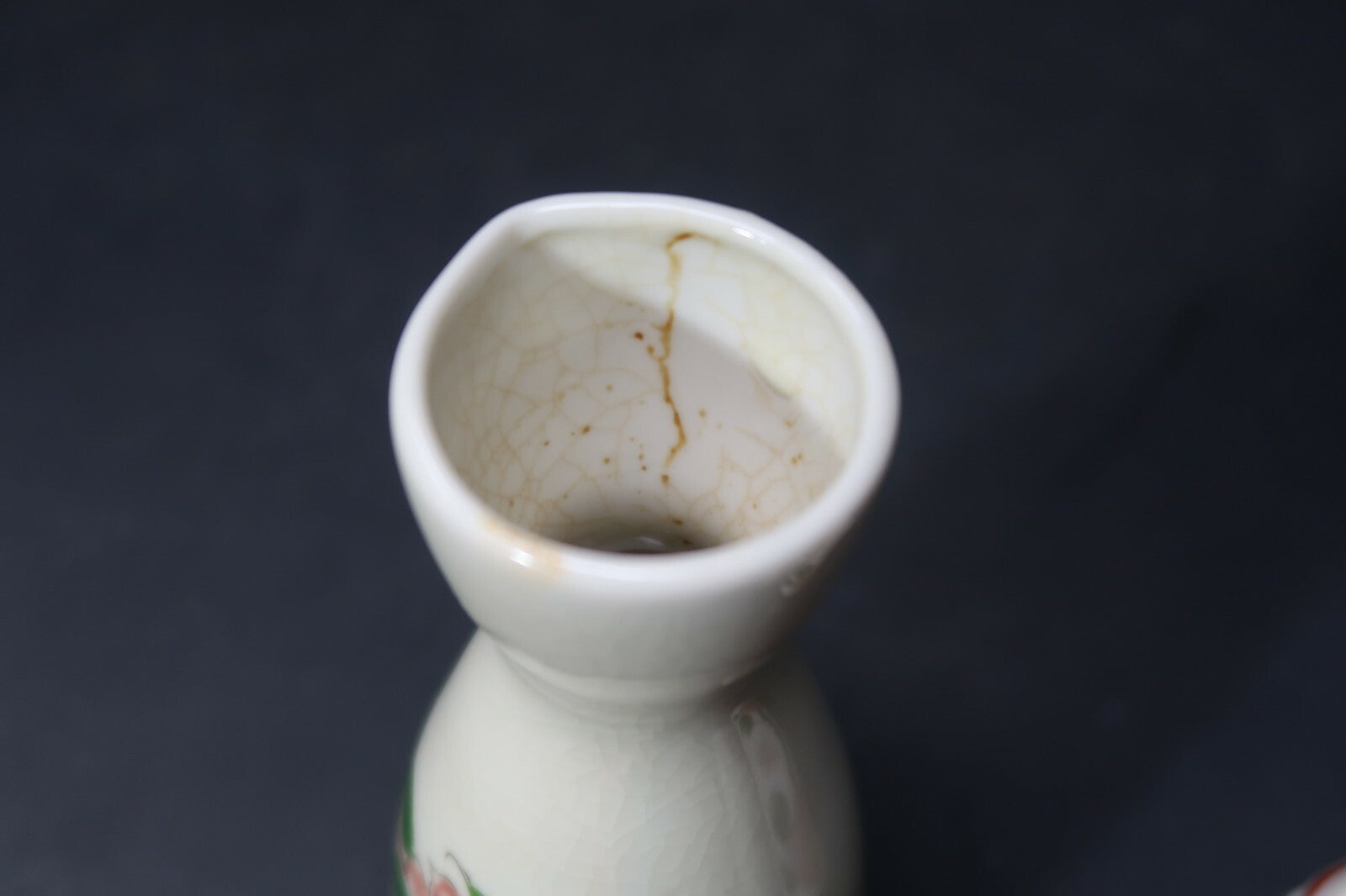 Vintage 7pc.Kutani Sake Set Hand Painted Peony Flowers Made in Japan 九谷焼