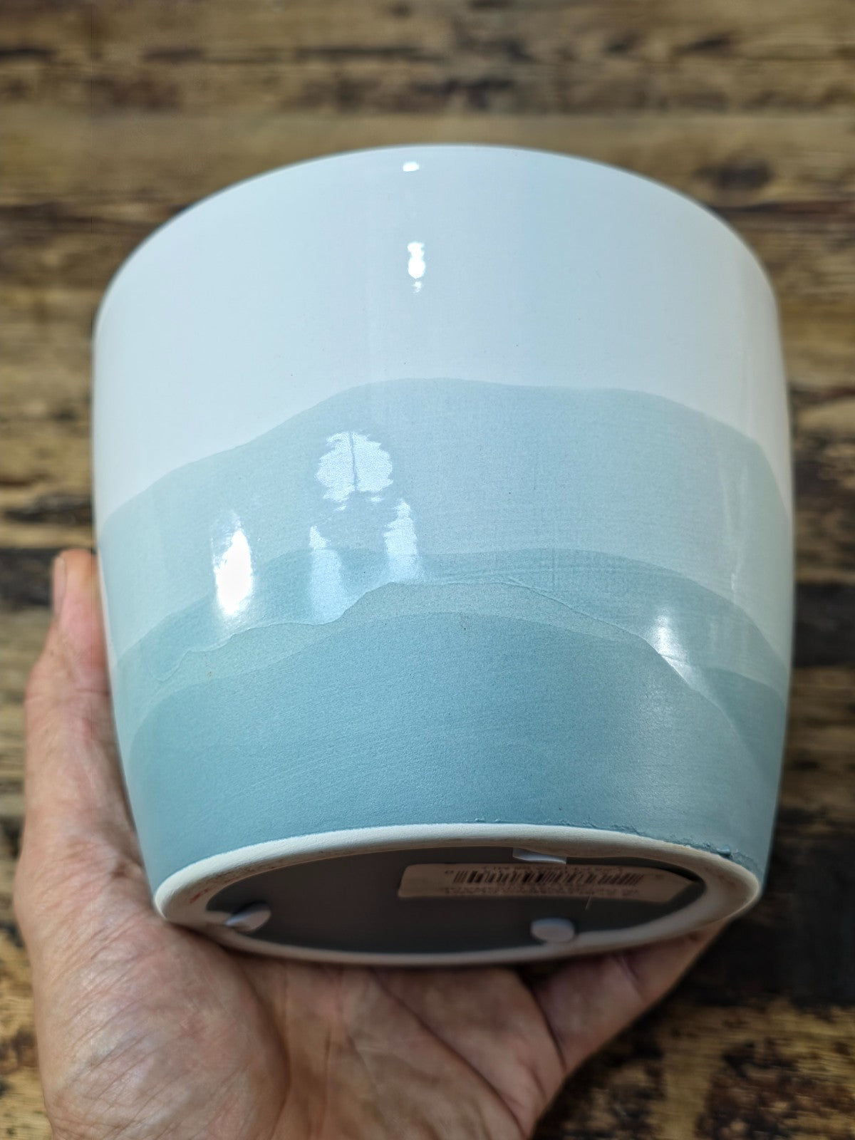 White to Blue Gray Gradient Ceramic Planter 5.25" — Modern Ombre Pot