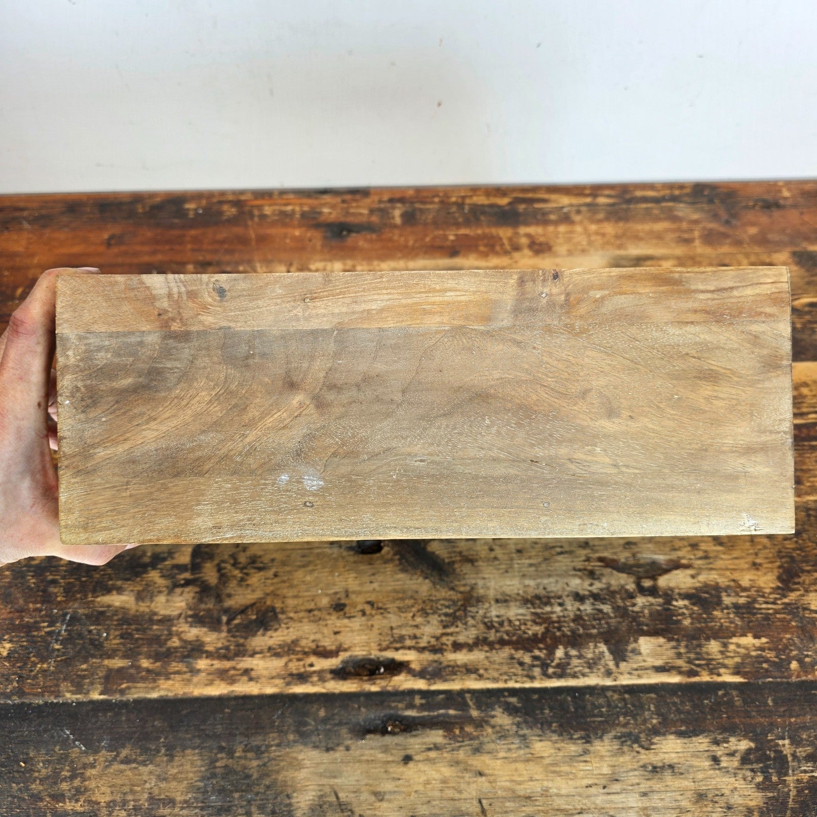 Rustic Wood 6-Cubby Wall Shelf / Desktop Organizer with Metal Label Holders