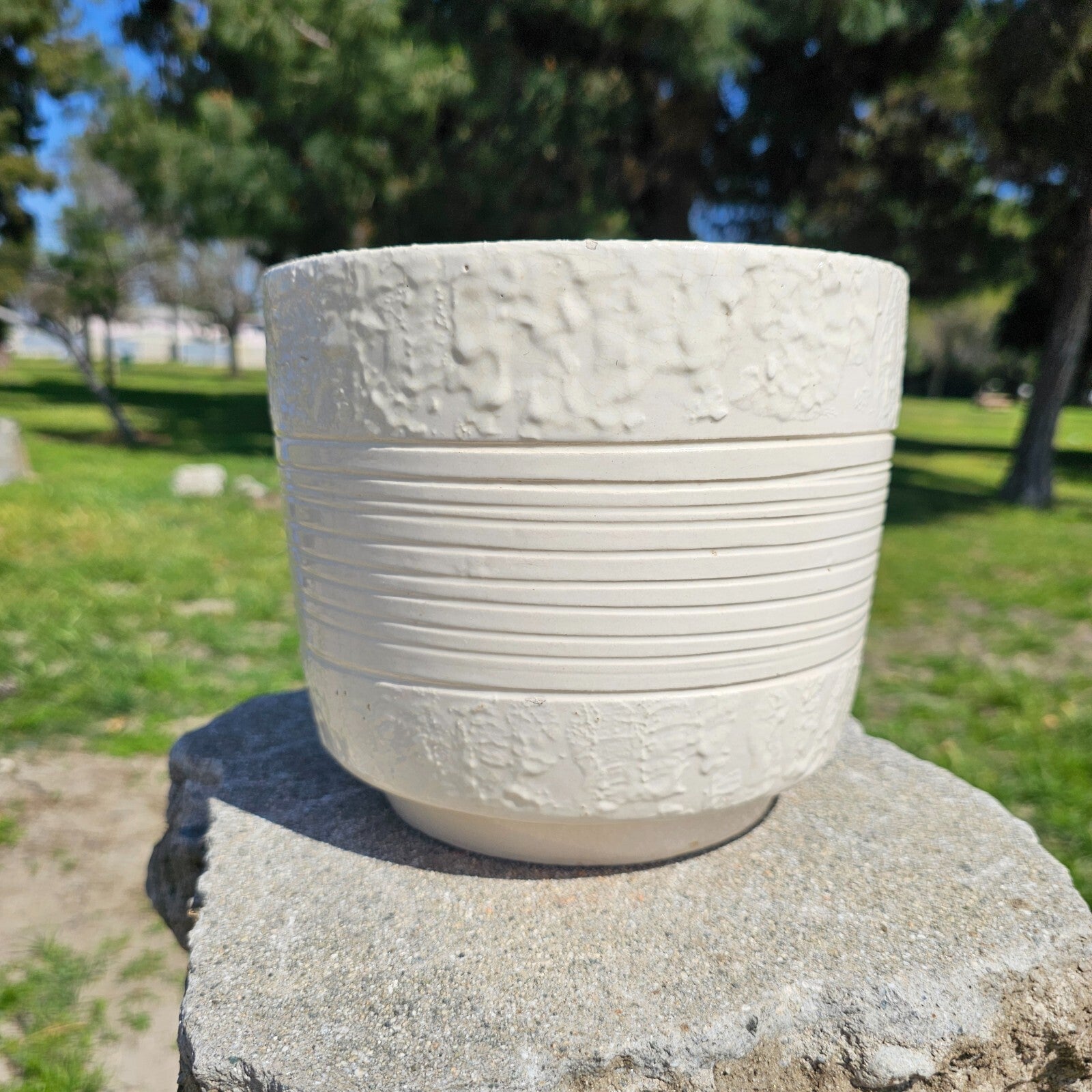 Jenkins Ceramics MFG California Art Pottery White Glazed Ceramic Flower Planter