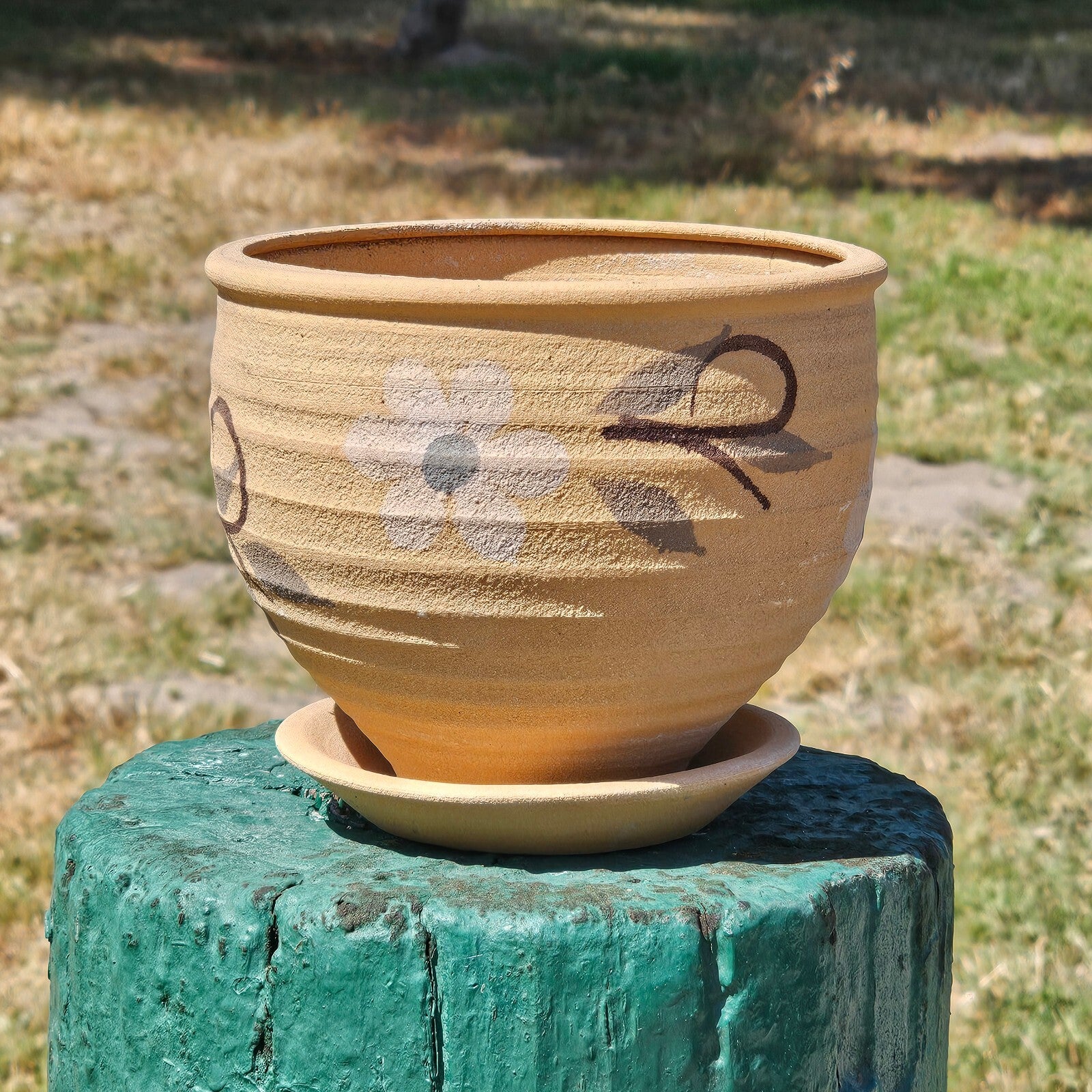 Flower Pot Planter And Saucer 6.25" Dia x 5.25" H