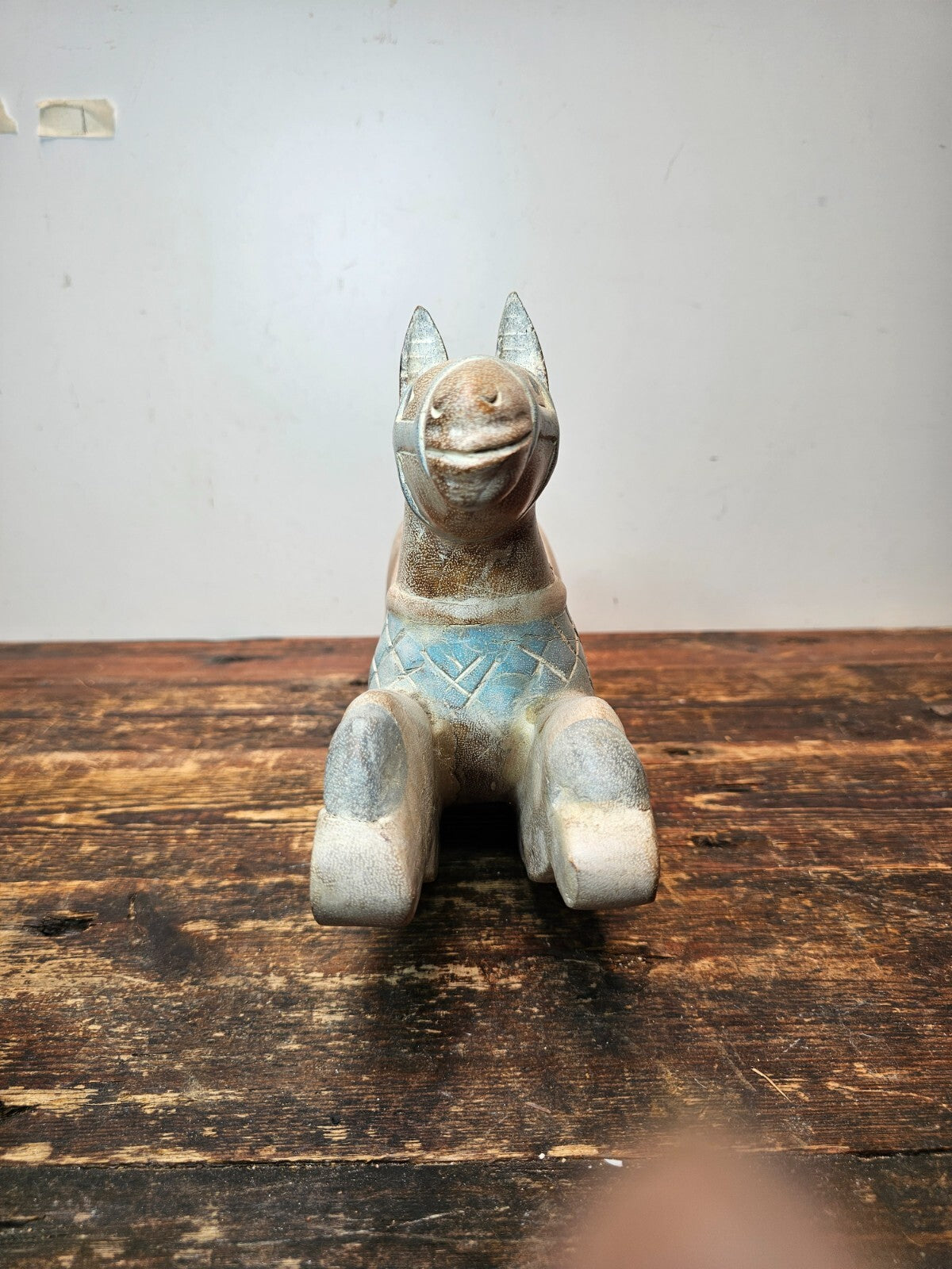 Vintage Asian Hand Carved and Painted Rocking Horse 13"L x 4"W x 9"H