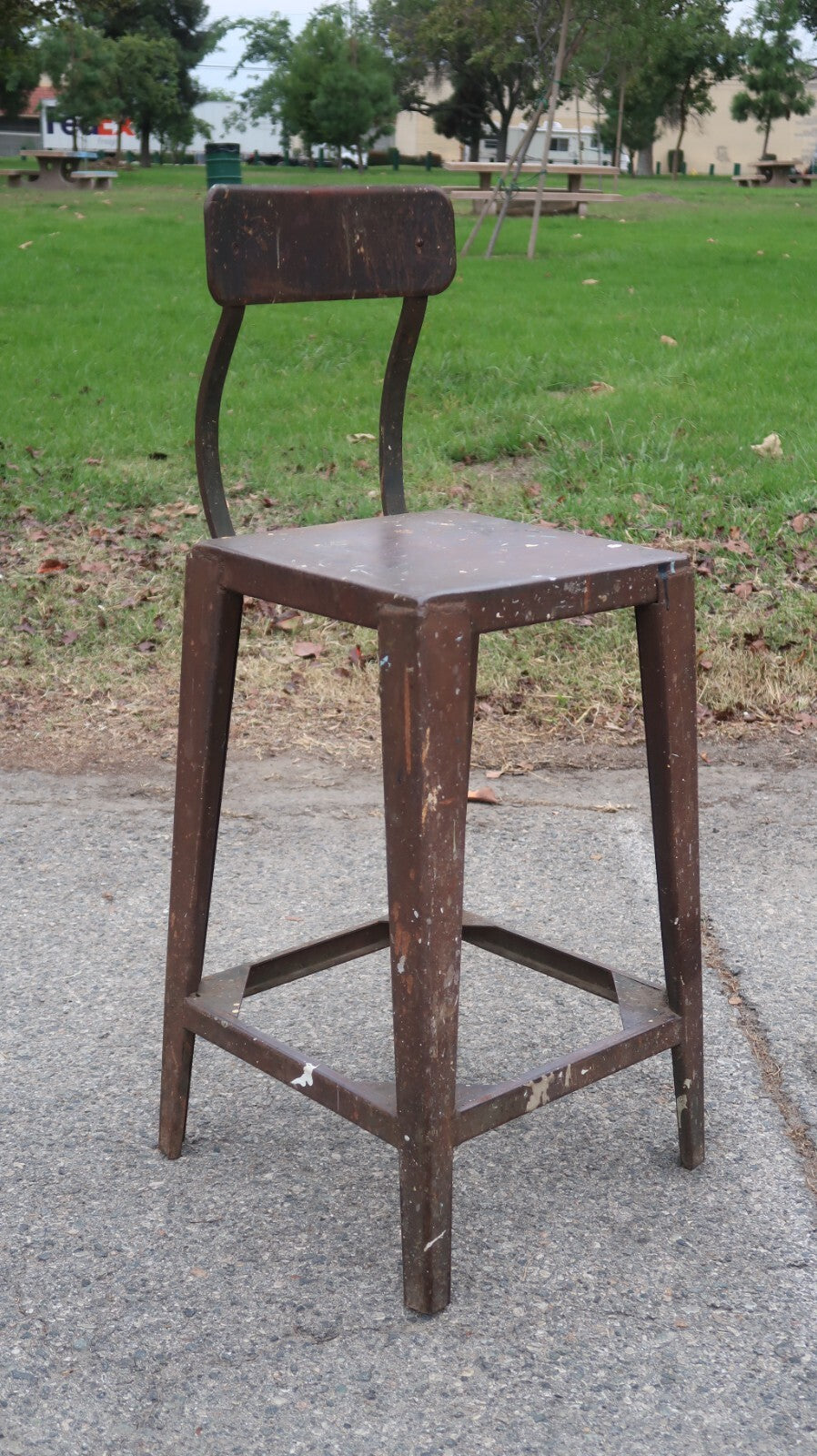 Antique Metal Industrial Stool High Chair Heavy Steel Chair 29 lb.