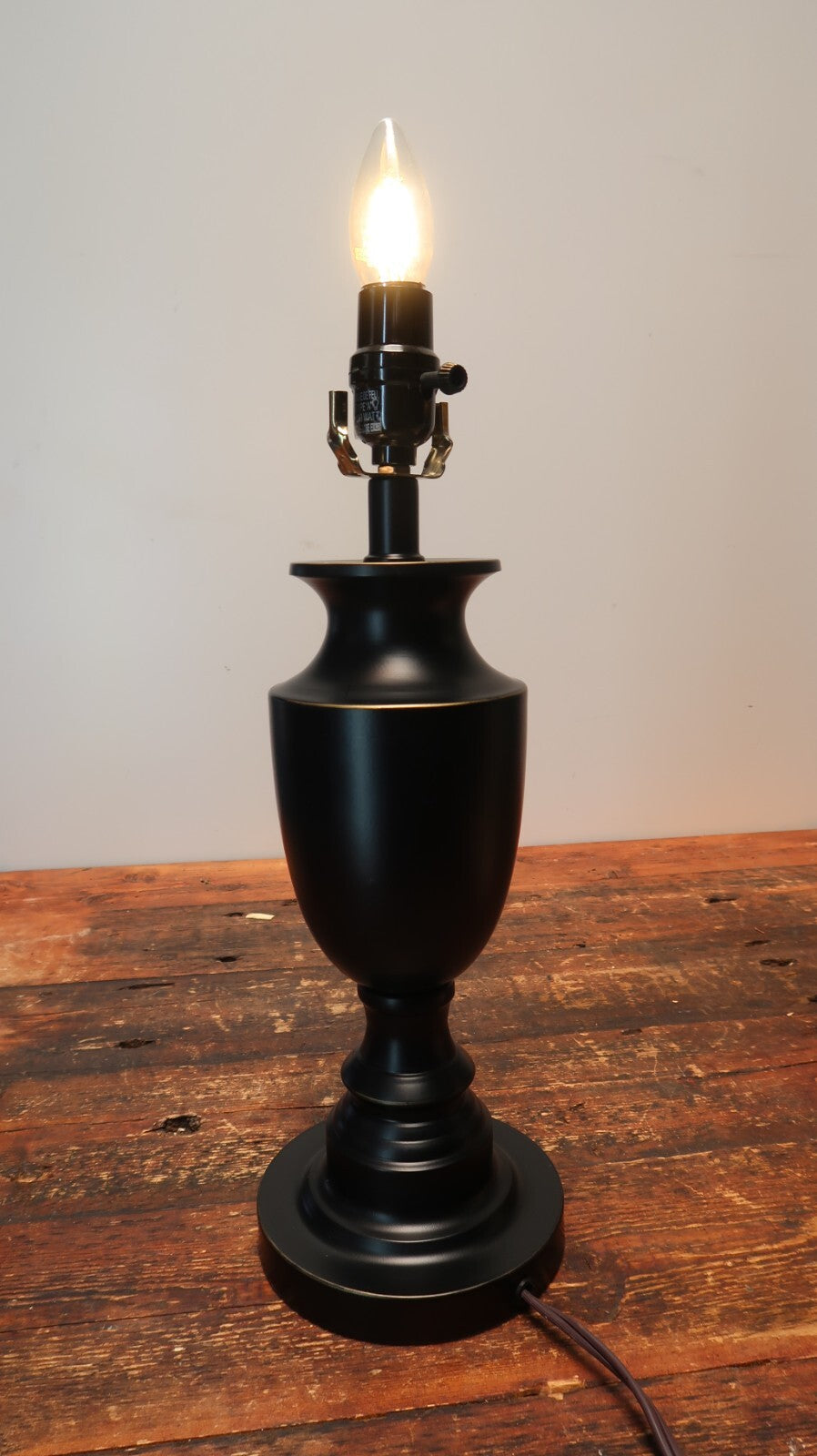 Black Metal Table Lamp 6" x 6" x H 17.5"