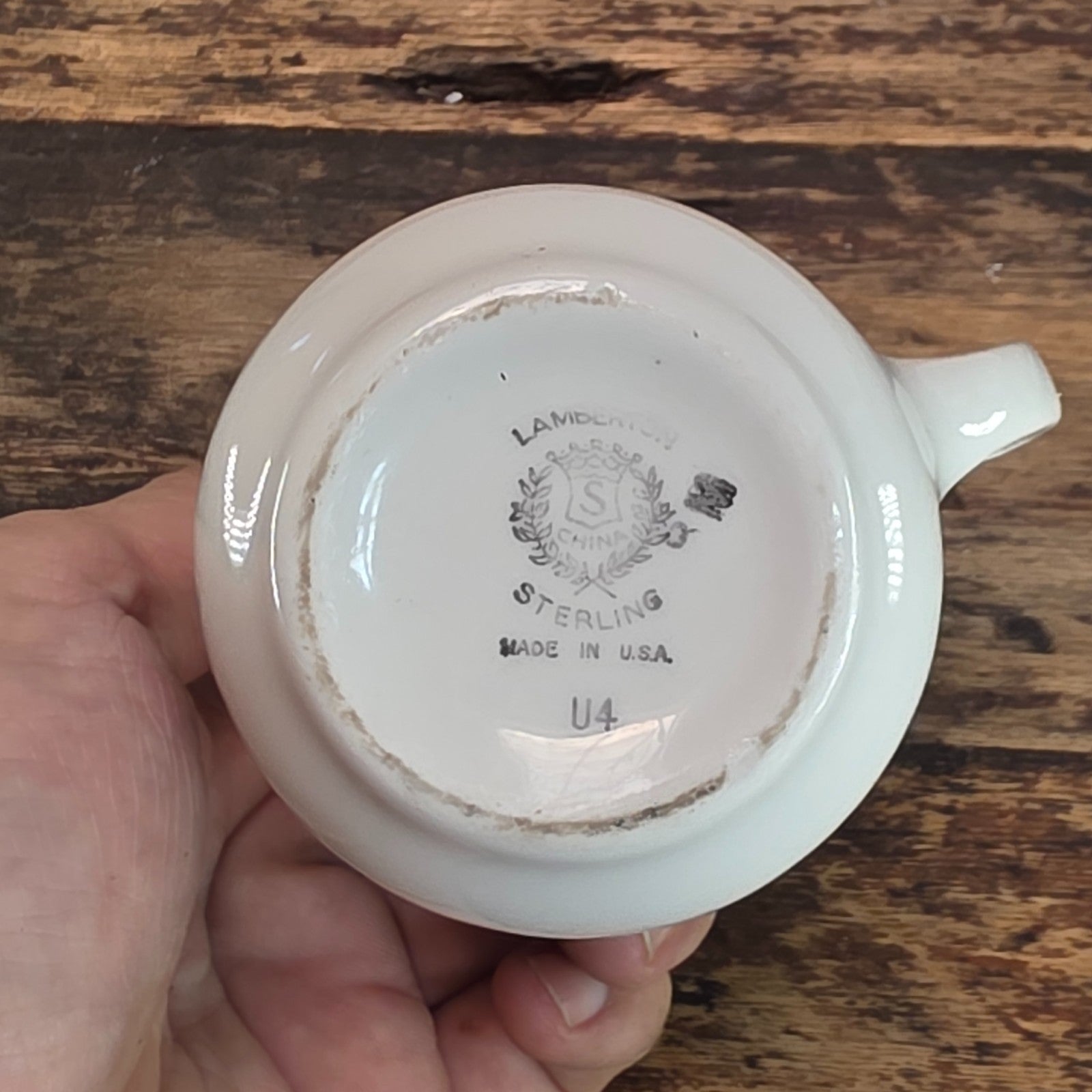 Vintage Lamberton Sterling China Restaurant Ware Creamer - Blue Bands, USA