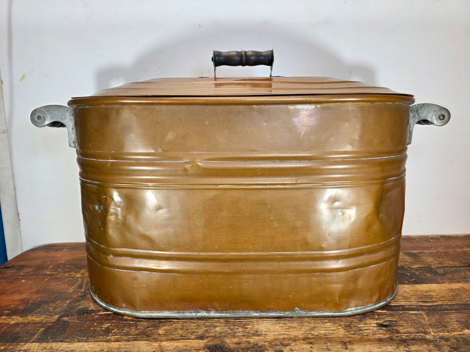 Vintage Copper Virginia Ham Cooker / Wash Pot with Original Iron Handles