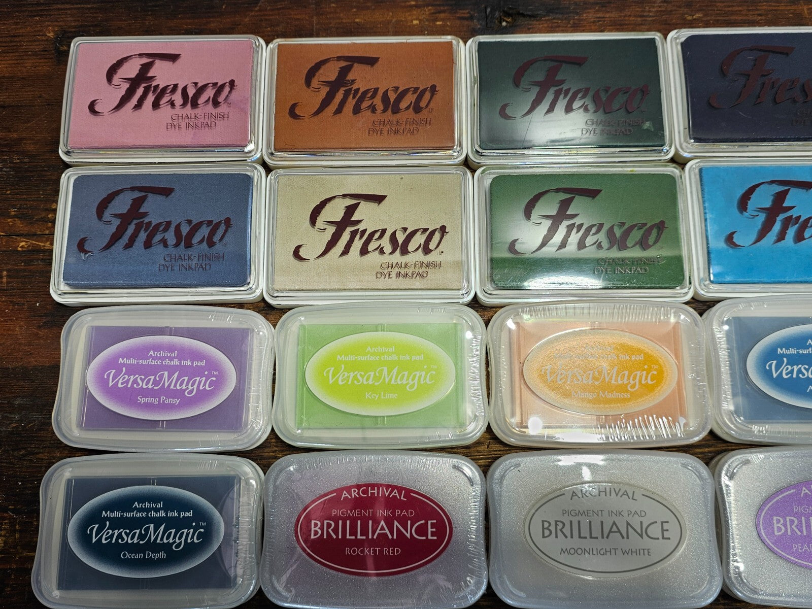 Mixed Lot of 57 Ink Pads Tsukineko Brilliance VersaMagic Fresco Chalk Finish