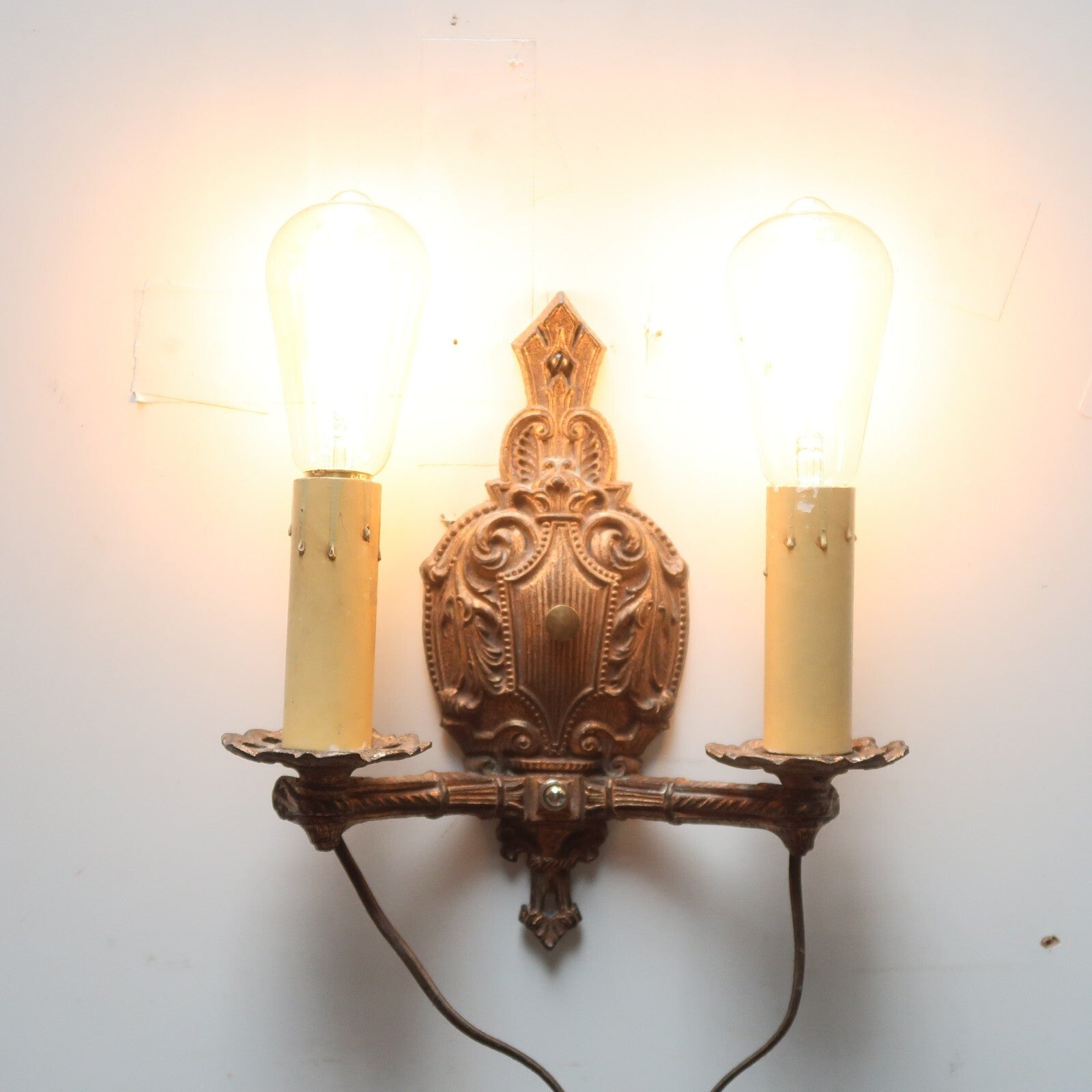 Brass Italian Style Candelabra Wall Sconce Light Fixture
