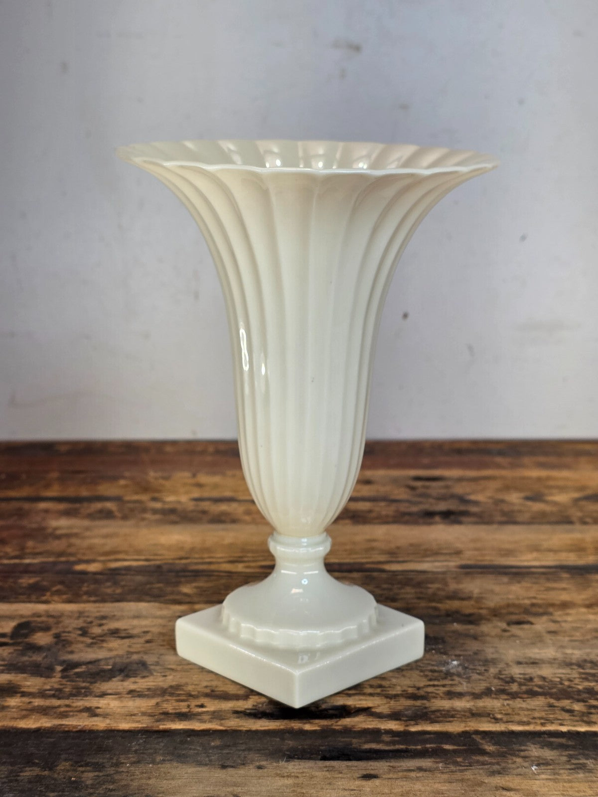 Lenox Ivory Porcelain Fluted Flower Vase – Elegant Trumpet Design, 8.75" Tall