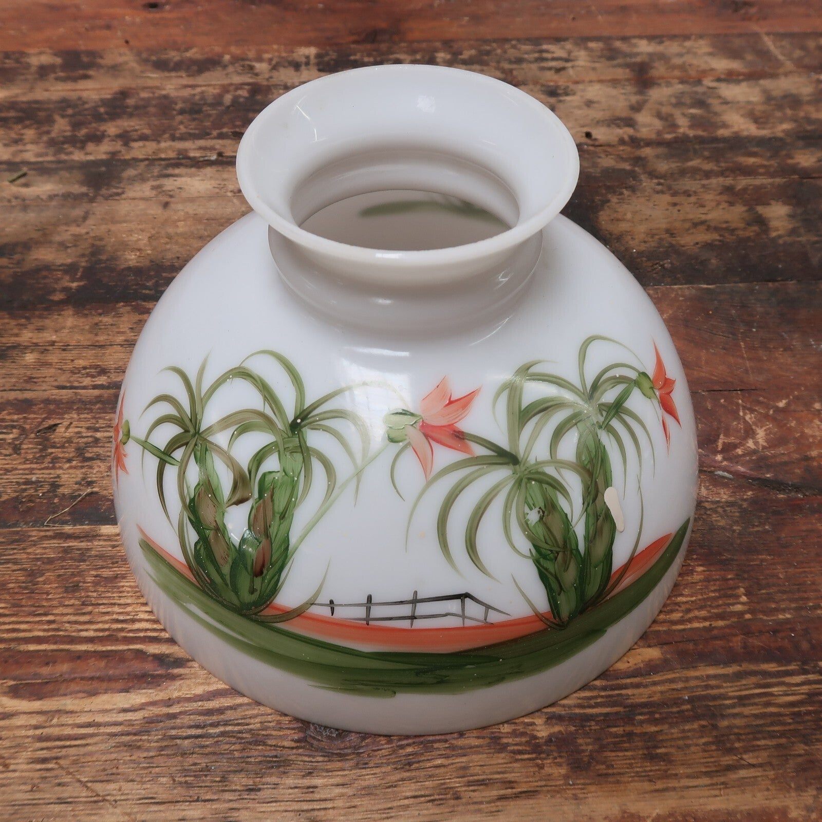 Vintage Hand Painted Shade Pendant Ceiling Fixture