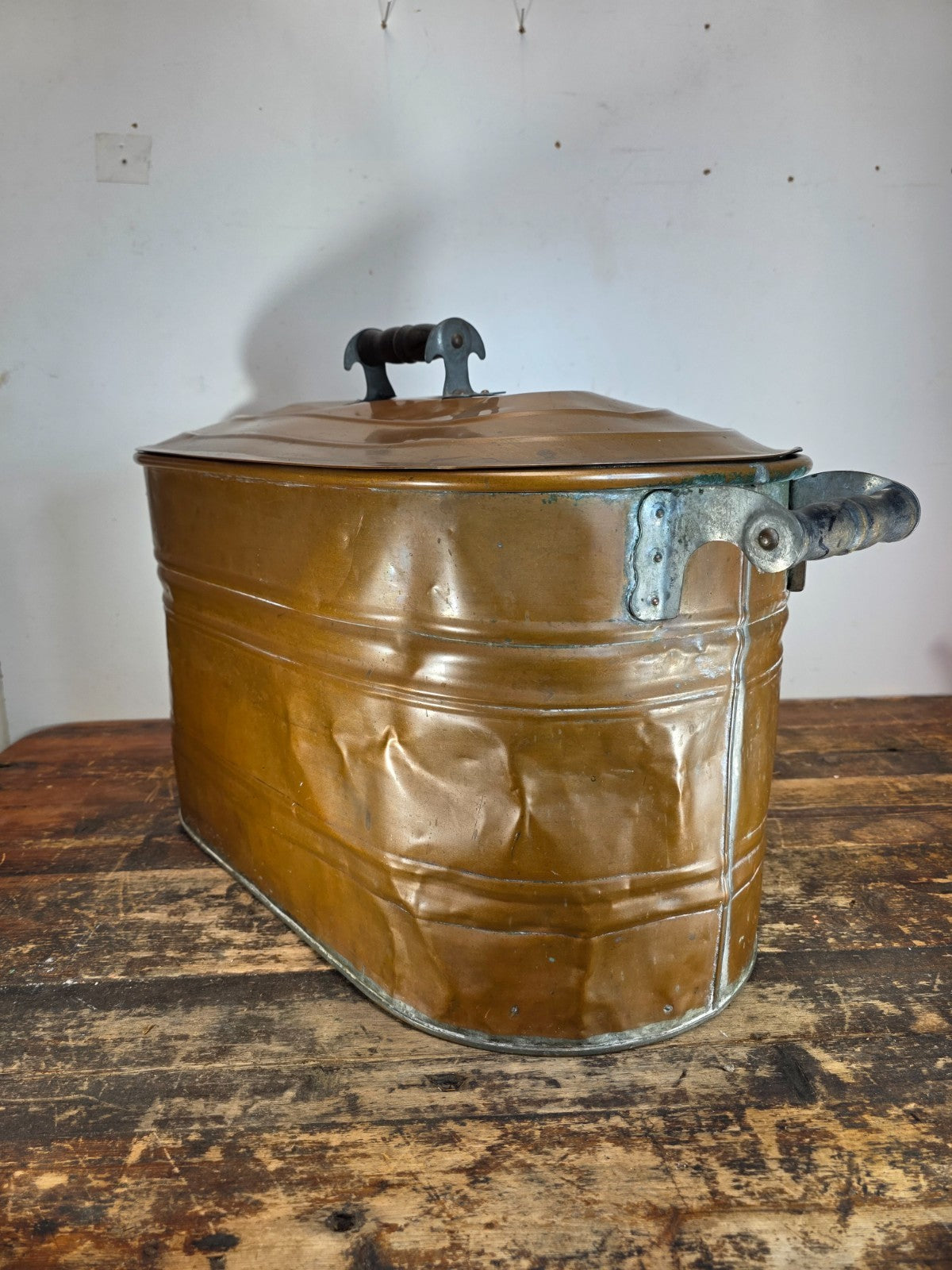 Vintage Copper Virginia Ham Cooker / Wash Pot with Original Iron Handles