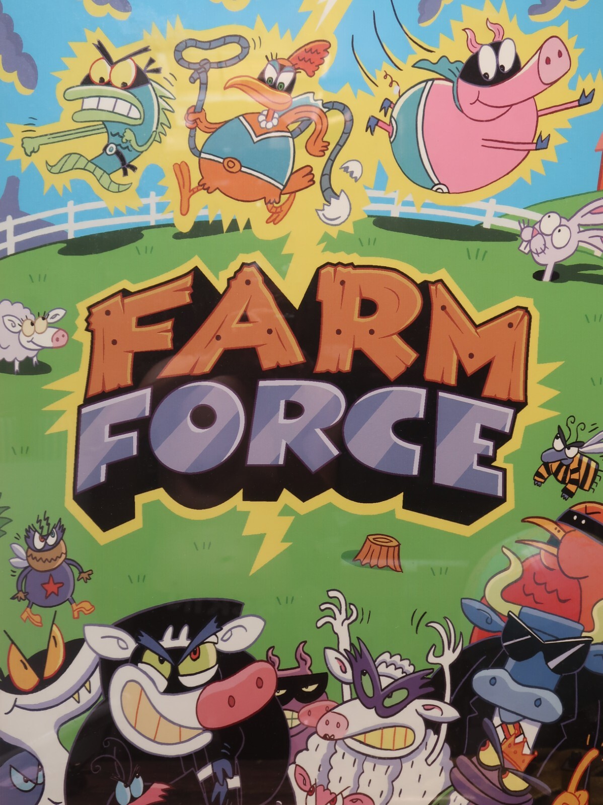 Farm Force 2005 Nickelodeon TV Animation Poster In Large Wood Frame 38" x 48"