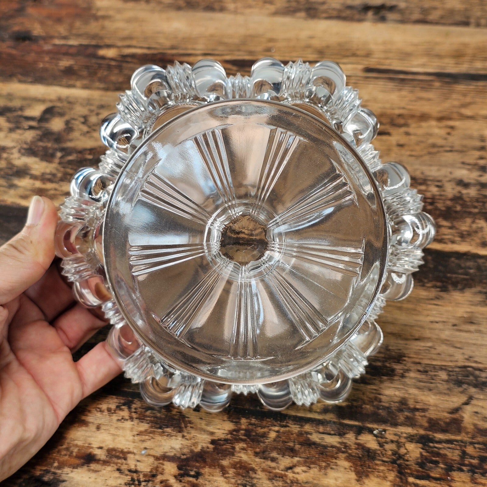 Vintage Pressed Glass Pedestal Candy Dish with Lid