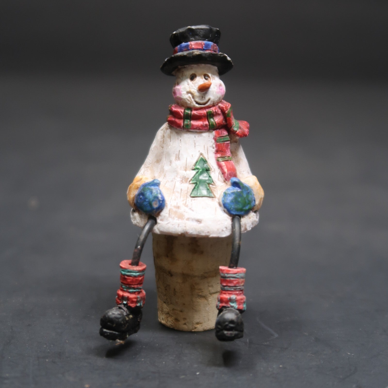Snowman Dangling Legs Wine Stopper Cork 3"