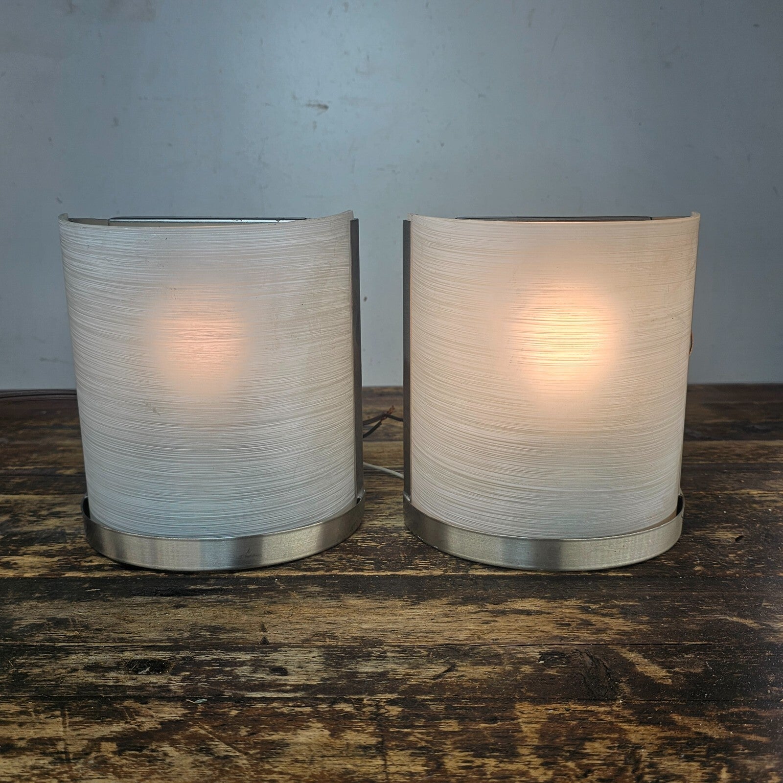 Set of 2 Brushed Nickel Vanity Light Wall Sconce With Textured Glass