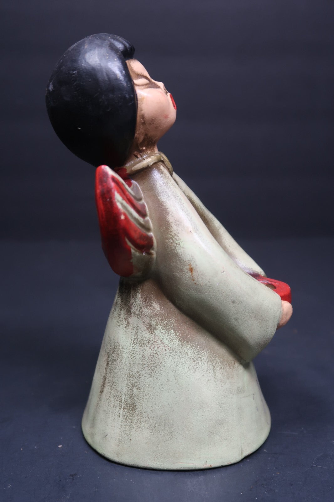 Singing Girl Angel Candle Holder Pottery H 7"