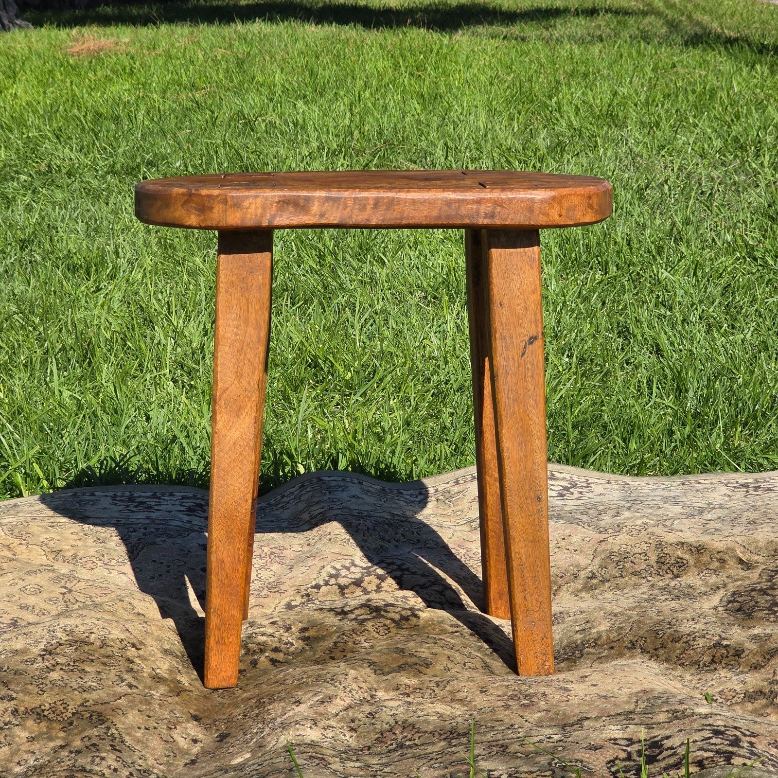Rustic Solid Wood Stool / Side Table – Handcrafted Farmhouse Accent