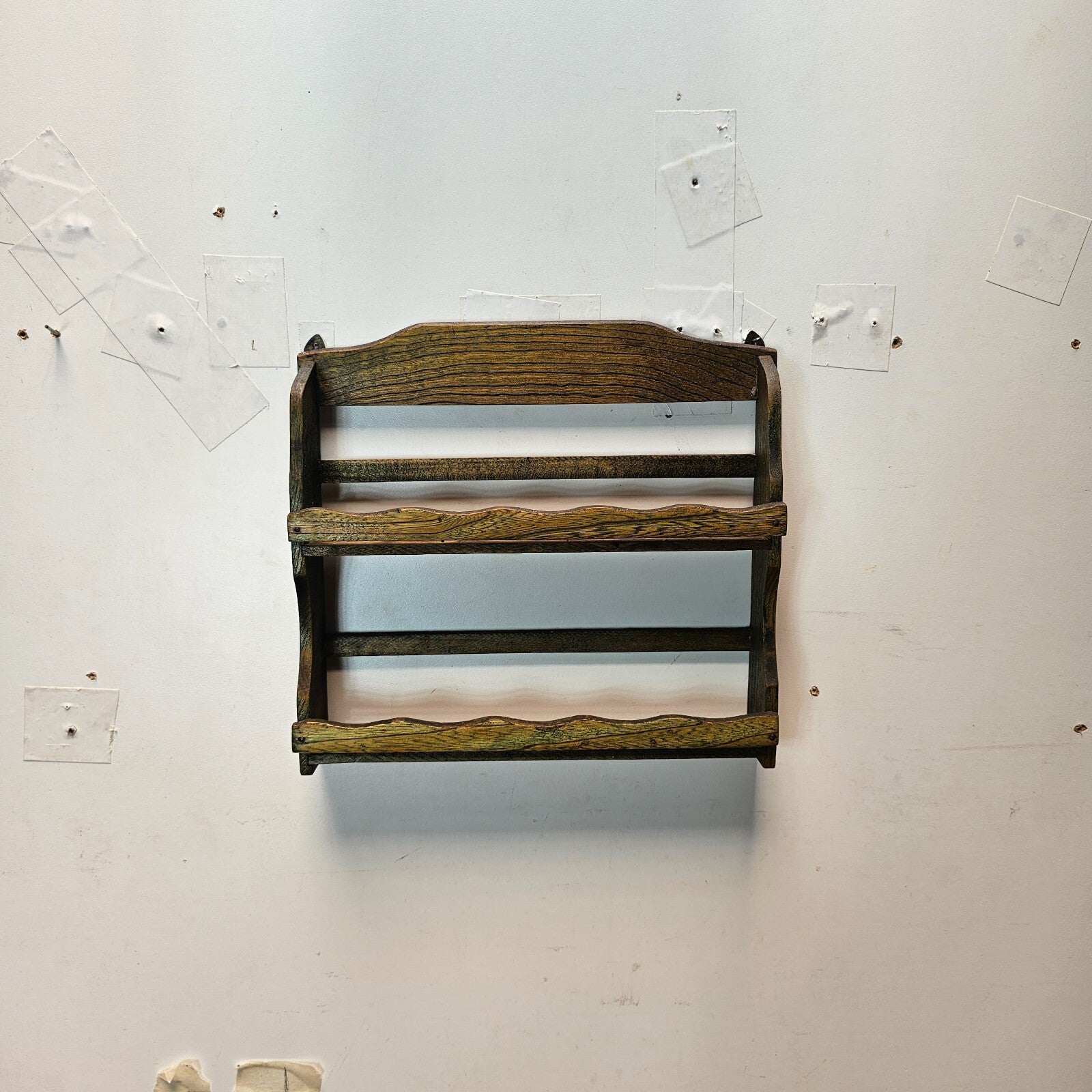Vintage Small Wood Wall Hanging Spice Rack 11" L x 10" H x 2" D
