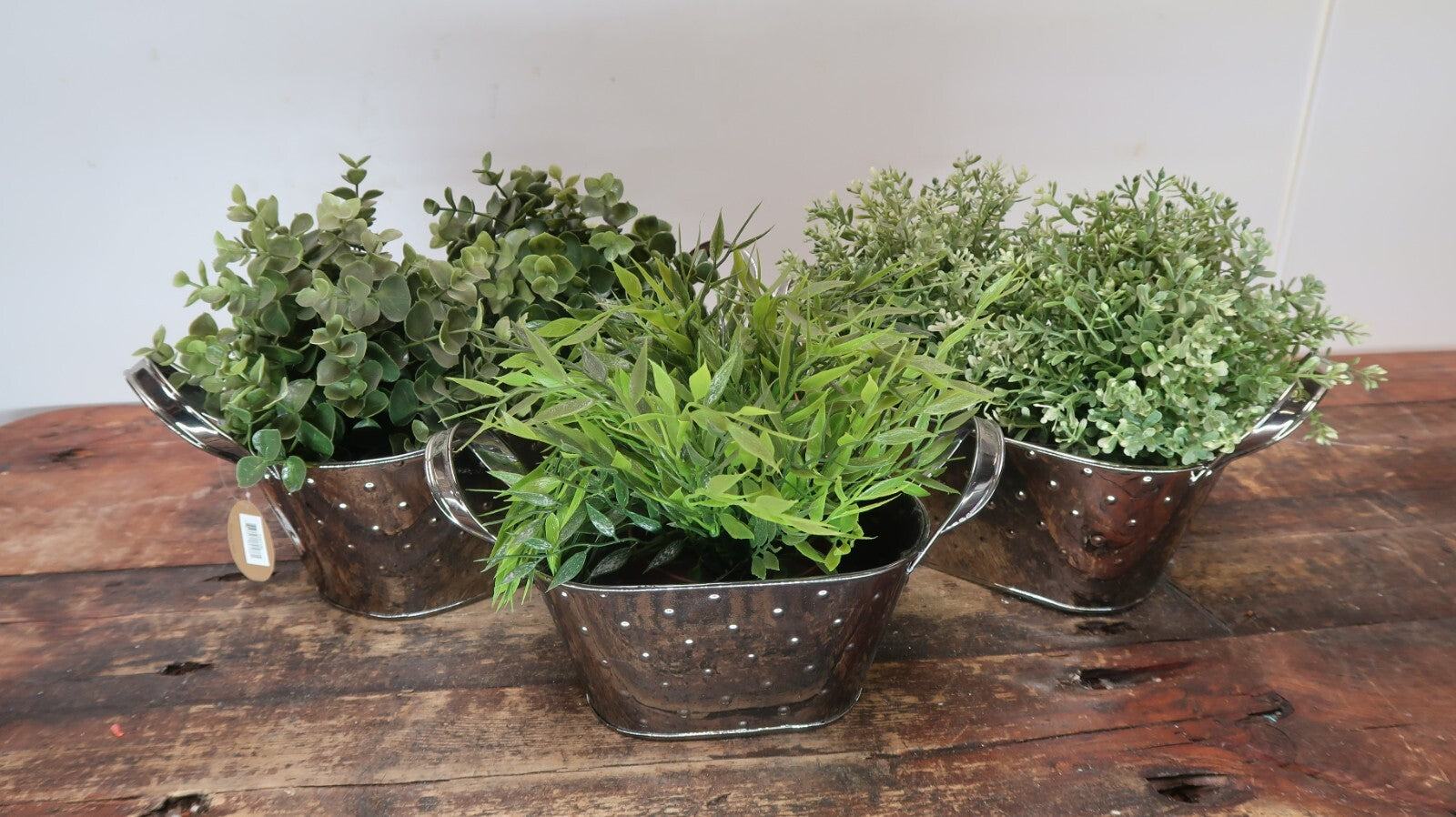 Metal Oval Planters Set of 3 Nested Smoke Metalic Planter With Handles