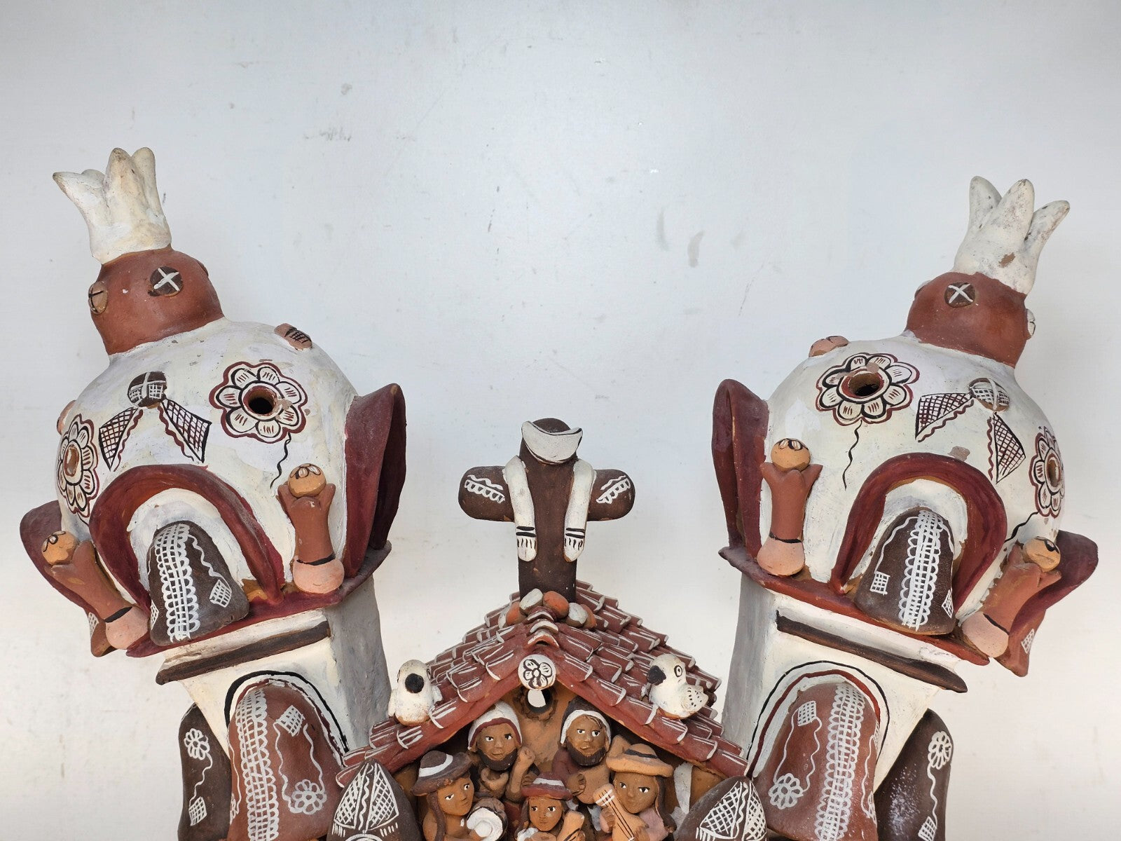 Ayacucho Artisan Terra Cotta Church Folk Art Peruvian Ornament 17"W x 16"H