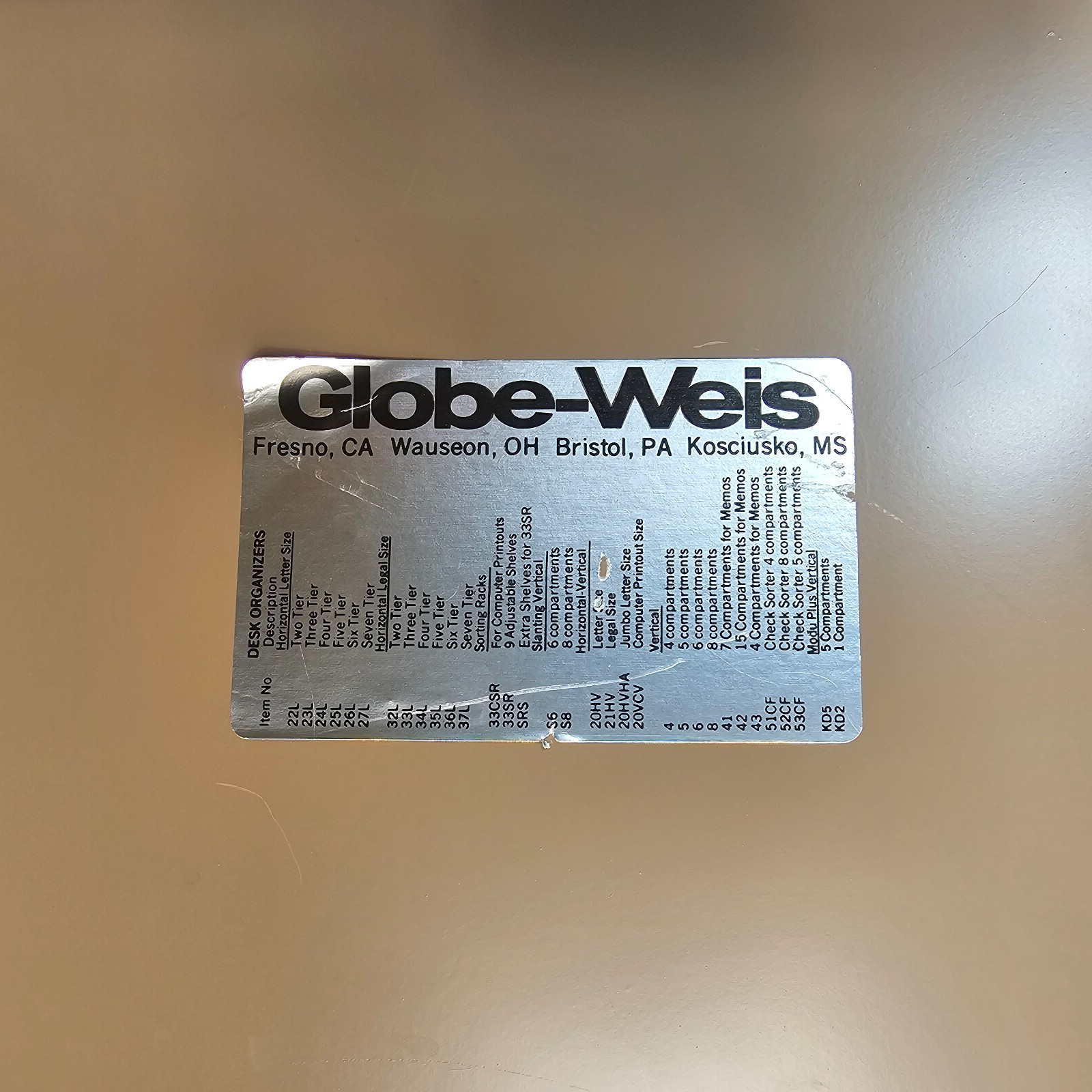 Vintage Mid-Century Desk Organizer By Globe-Weis