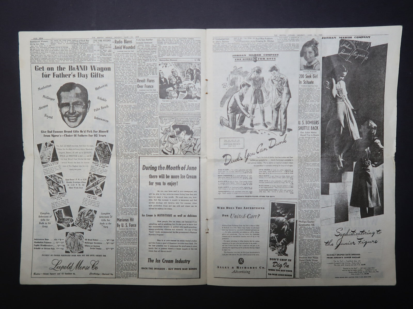 The Boston Herald Late City Edition 1944 June 12 Allies Push Deep Into France