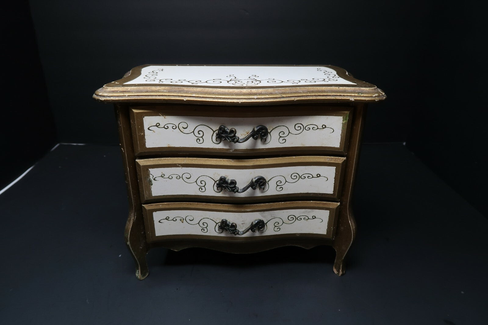Vintage Jewelry Box Dollhouse furniture 3 Drawer Chest Japan H8" x L10" x D6"