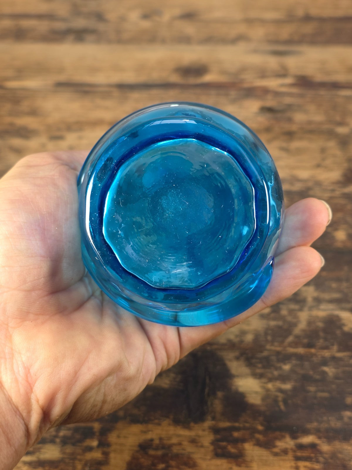 Vintage Kanawha Blue Hand Blown Glass Vase Dunbar W.Va. 1960s Mid Century Modern