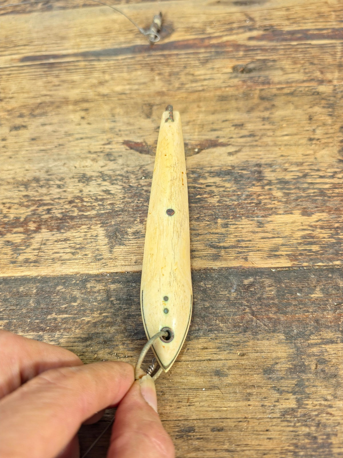 Vintage National Brand Tackle Japan Bone Tuna Jig 6" — Wooden Fishing Lure