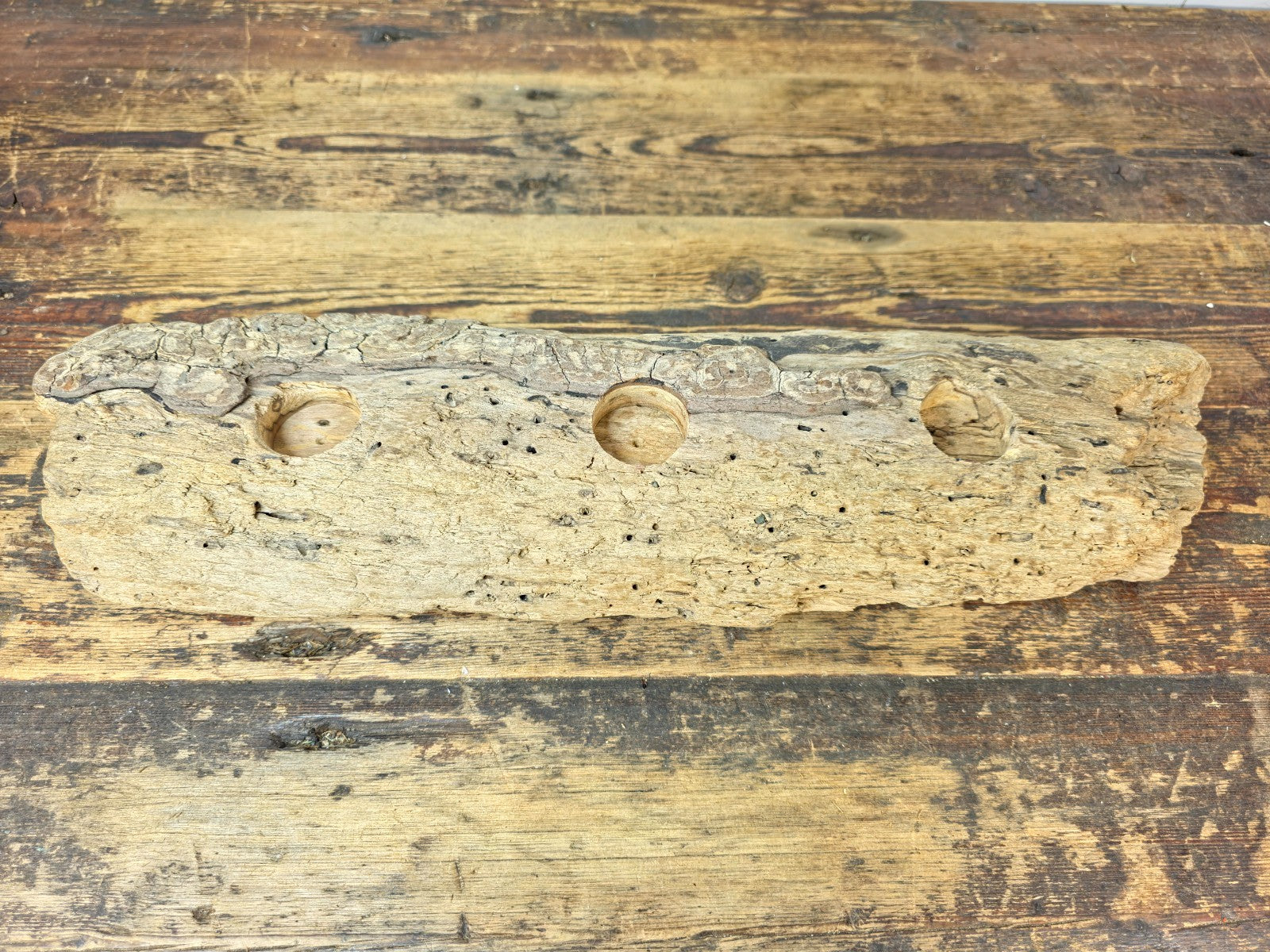 Artisan Made Driftwood three votive candle holder Including 3 Tea lights 19.5" L