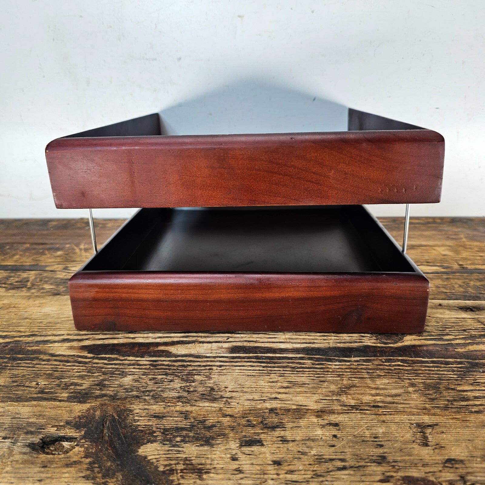 Carver Wood Products Solid Wood 2-Tier Desk Tray Set