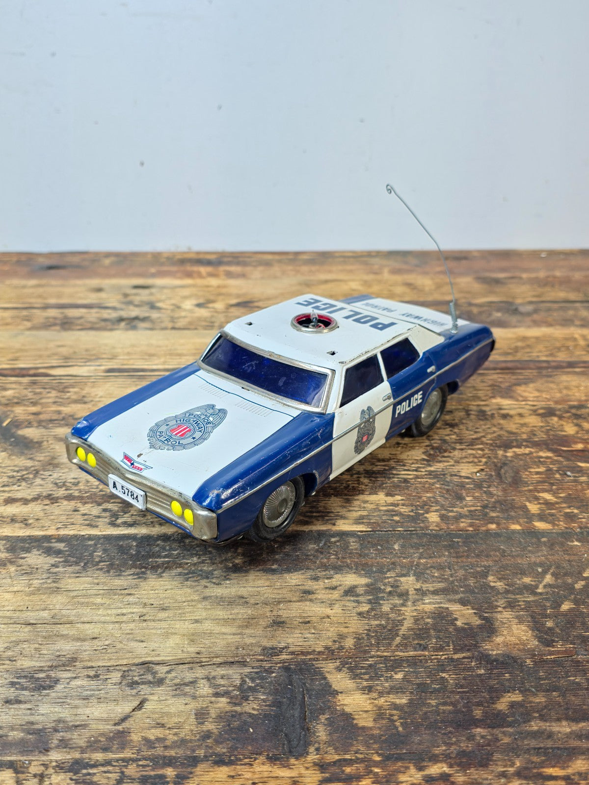 Vintage Tin Police Car Highway Patrol — Made in Japan, 1960s, Parts Only