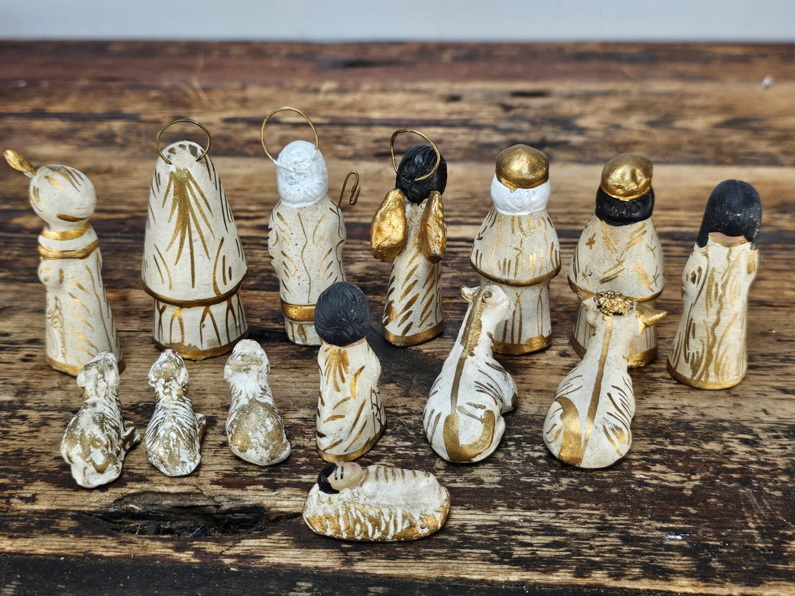 Tonalá Style Mexican Folk Art Nativity Set with Glass House