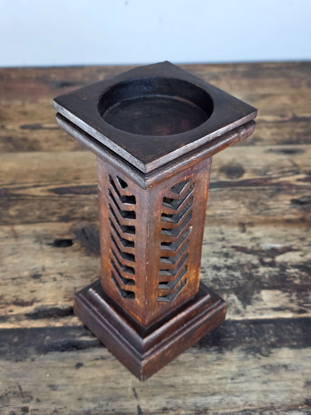 Handcrafted in India | Rustic Wooden Candle Holder