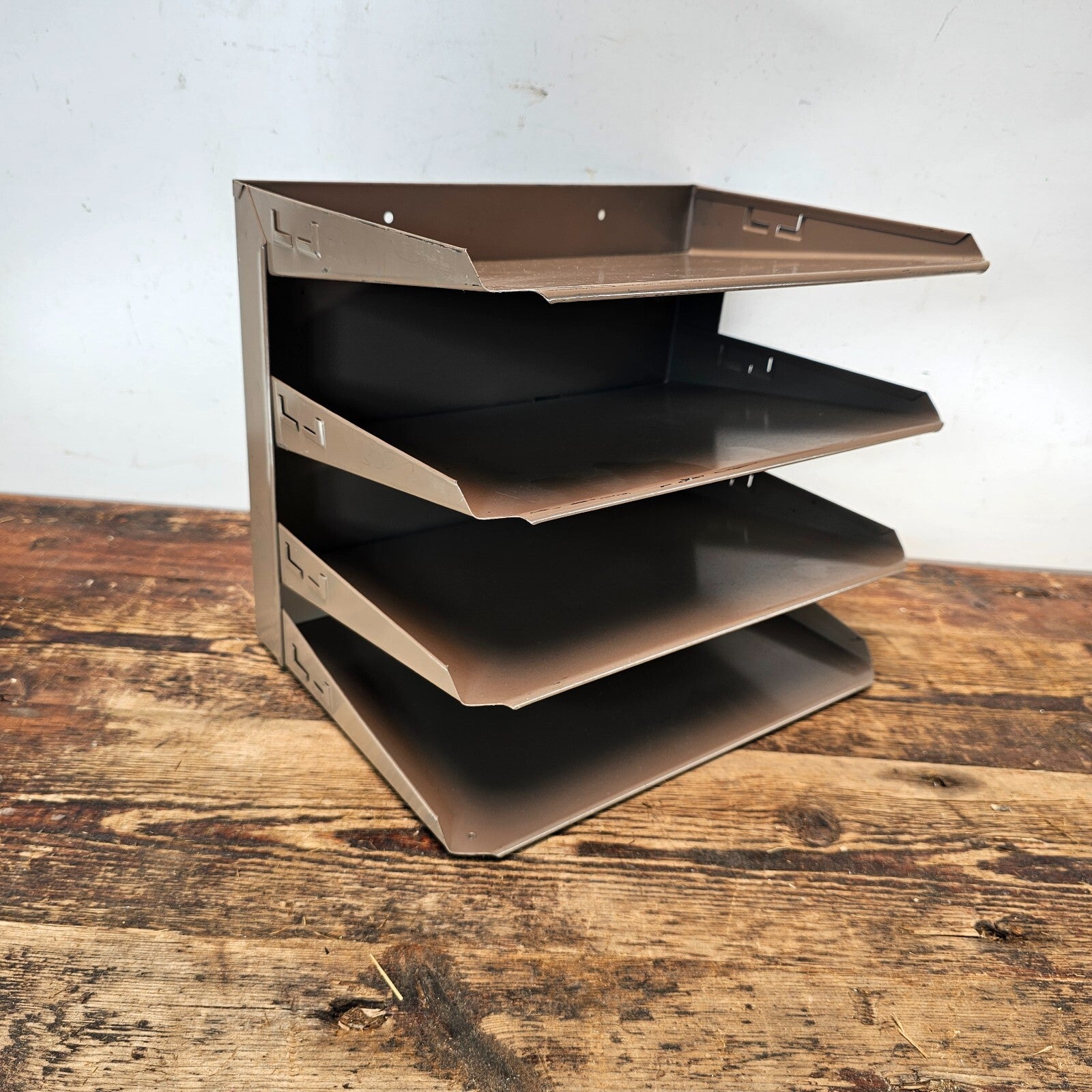 Vintage 4-Tier Wall-Mounted / Desktop Steel File Organizer