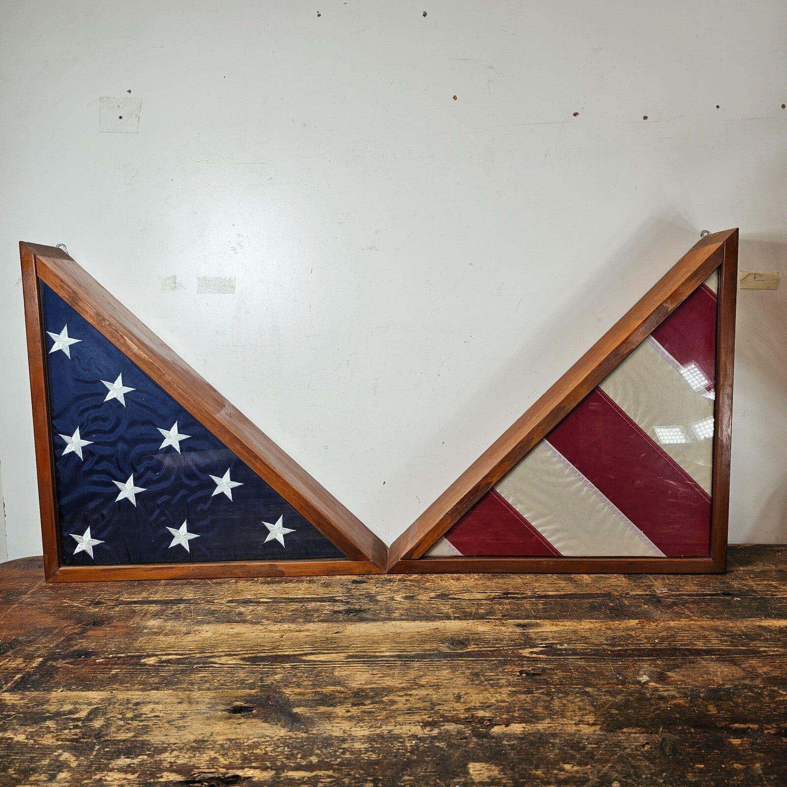 US Military Veteran Burial Casket American Flag And Case 17.5" x 17.5" x 4.5"D