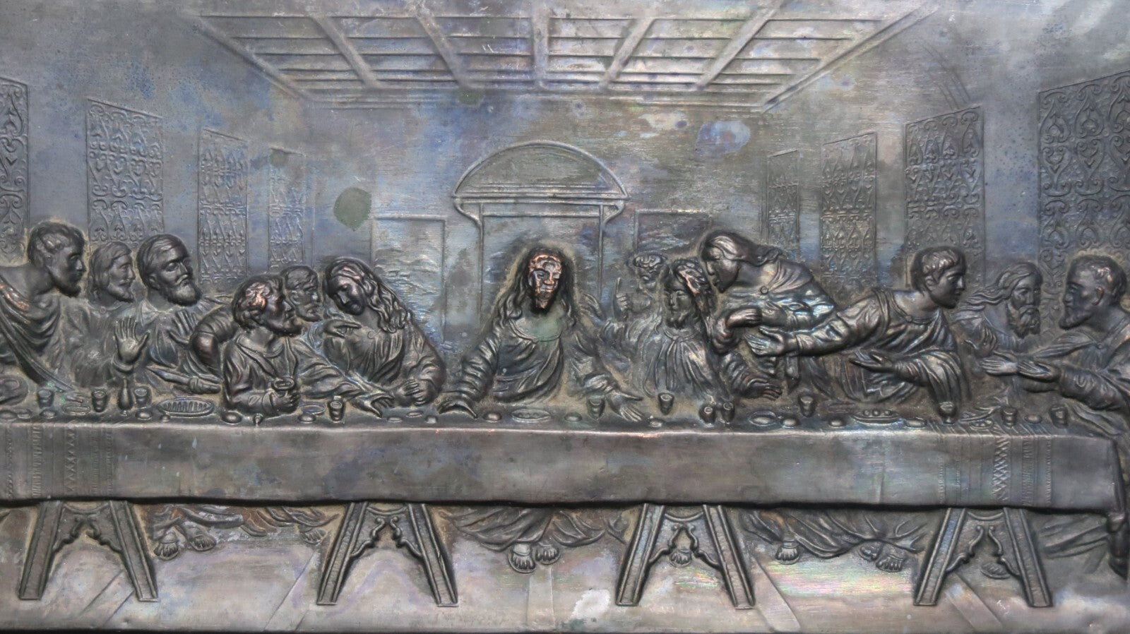 Vintage The Last Supper Metal Relife Art 5.25" x 9.75"