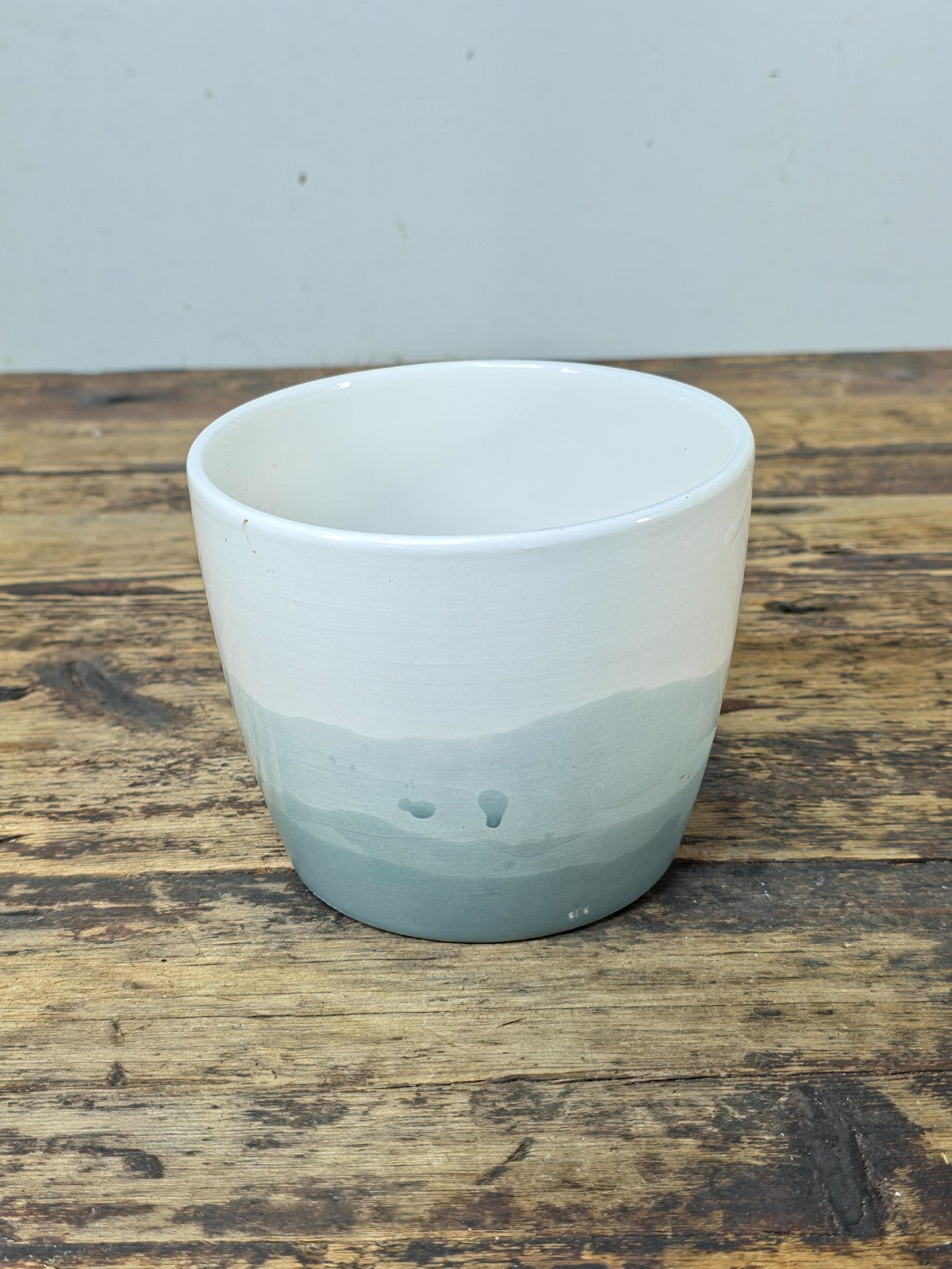 White to Blue Gray Gradient Ceramic Planter 5.25" — Modern Ombre Pot