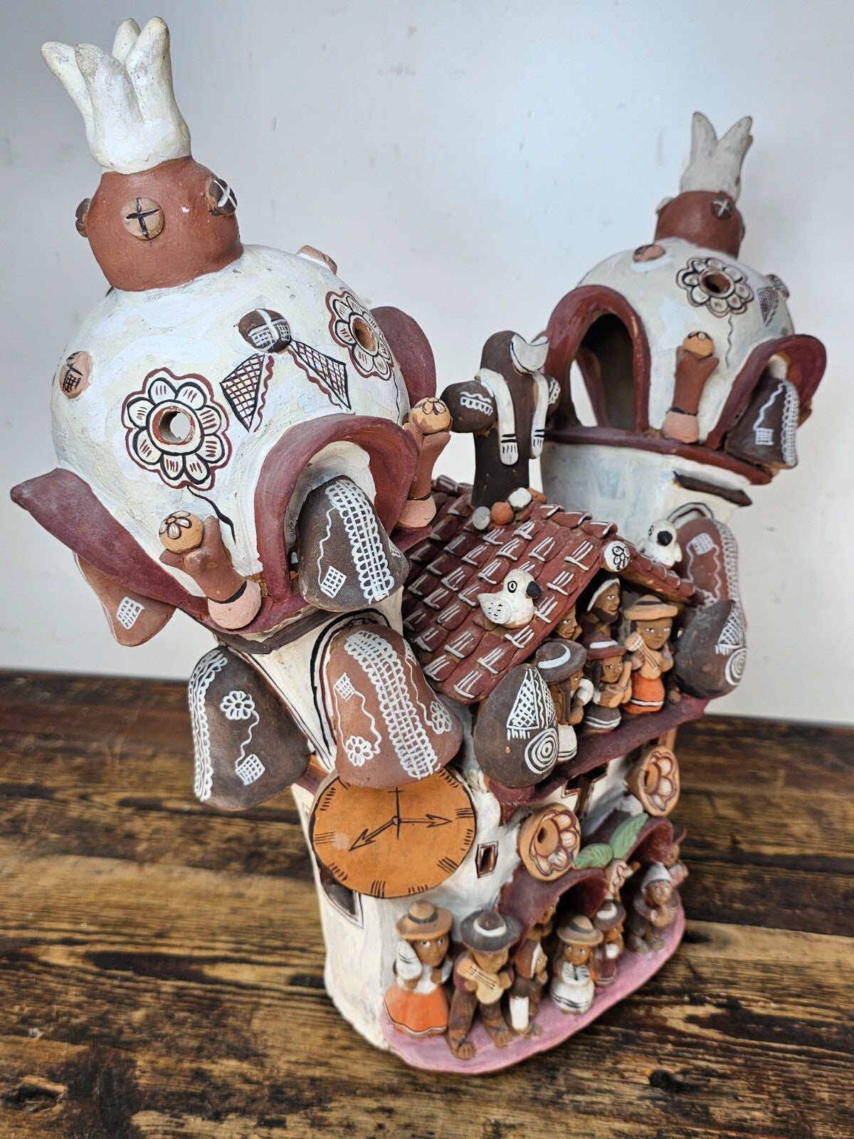 Ayacucho Artisan Terra Cotta Church Folk Art Peruvian Ornament 17"W x 16"H