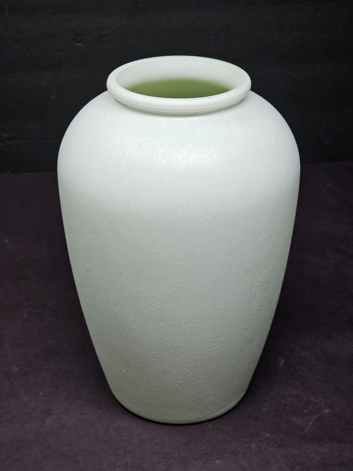 Studio Nova Portugal White Speckled Glass Vase 9"H 1980s