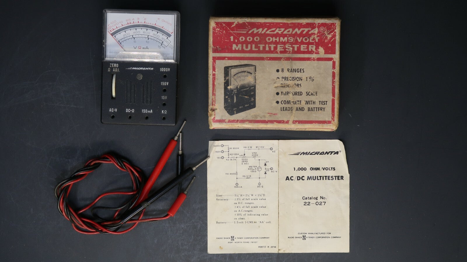 Vintage Micronta 1000 OHMS/VOLT Multitester Model 22-027