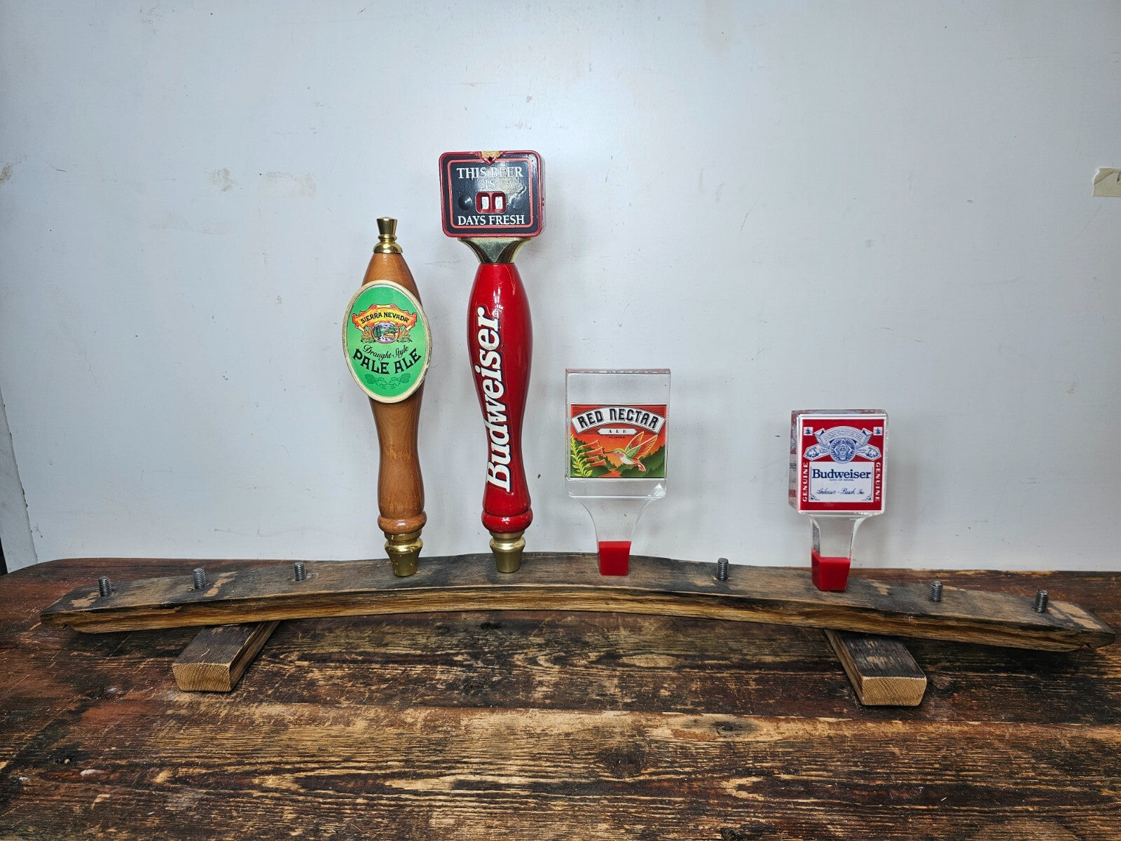 Whiskey Barrel Stave 10 Beer Tap Handle Display Stand ( Handles Not Included )