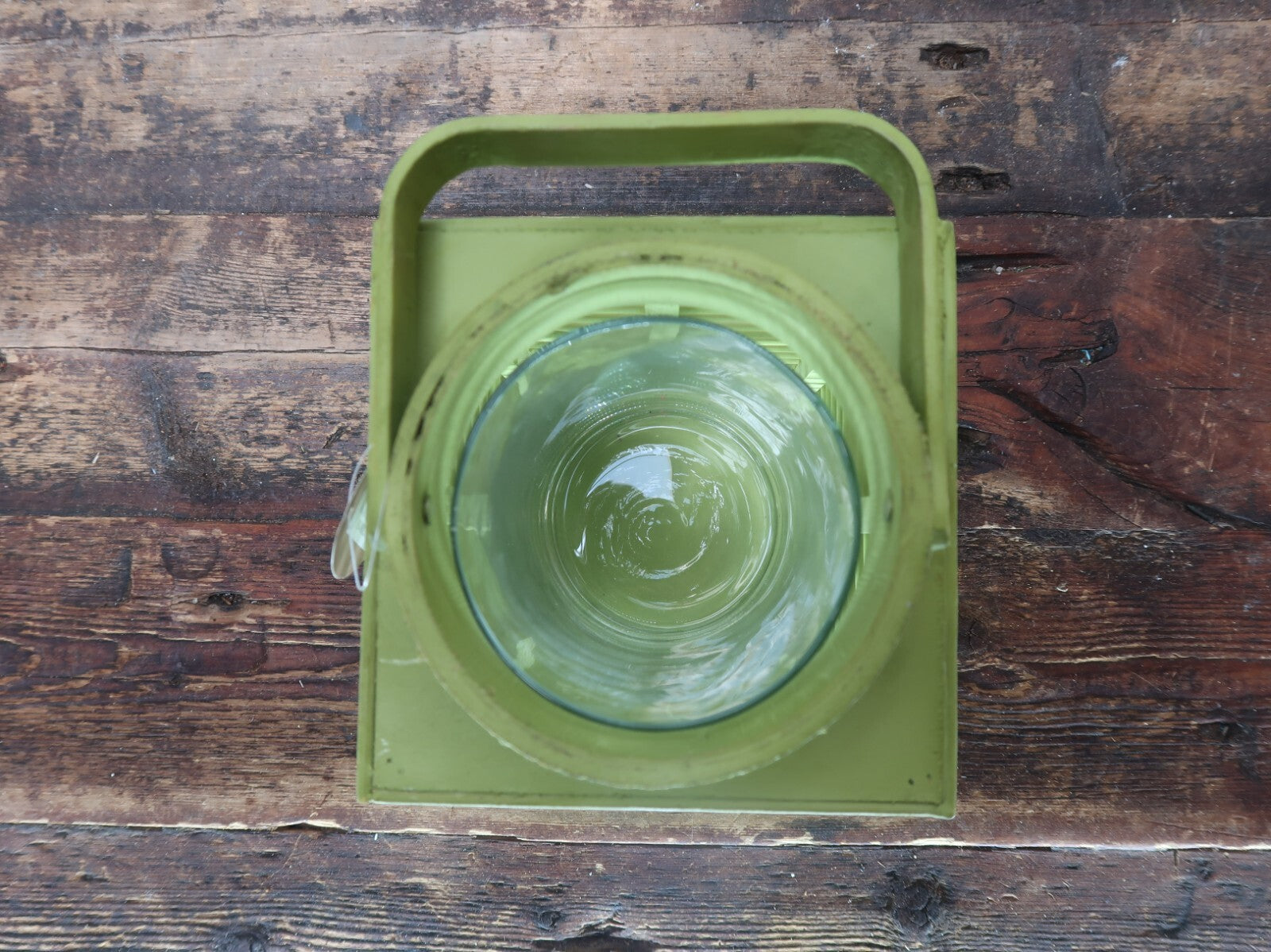 Green Bamboo Candle Lantern With Handle 5.5" x 5.5" x H 9.5"